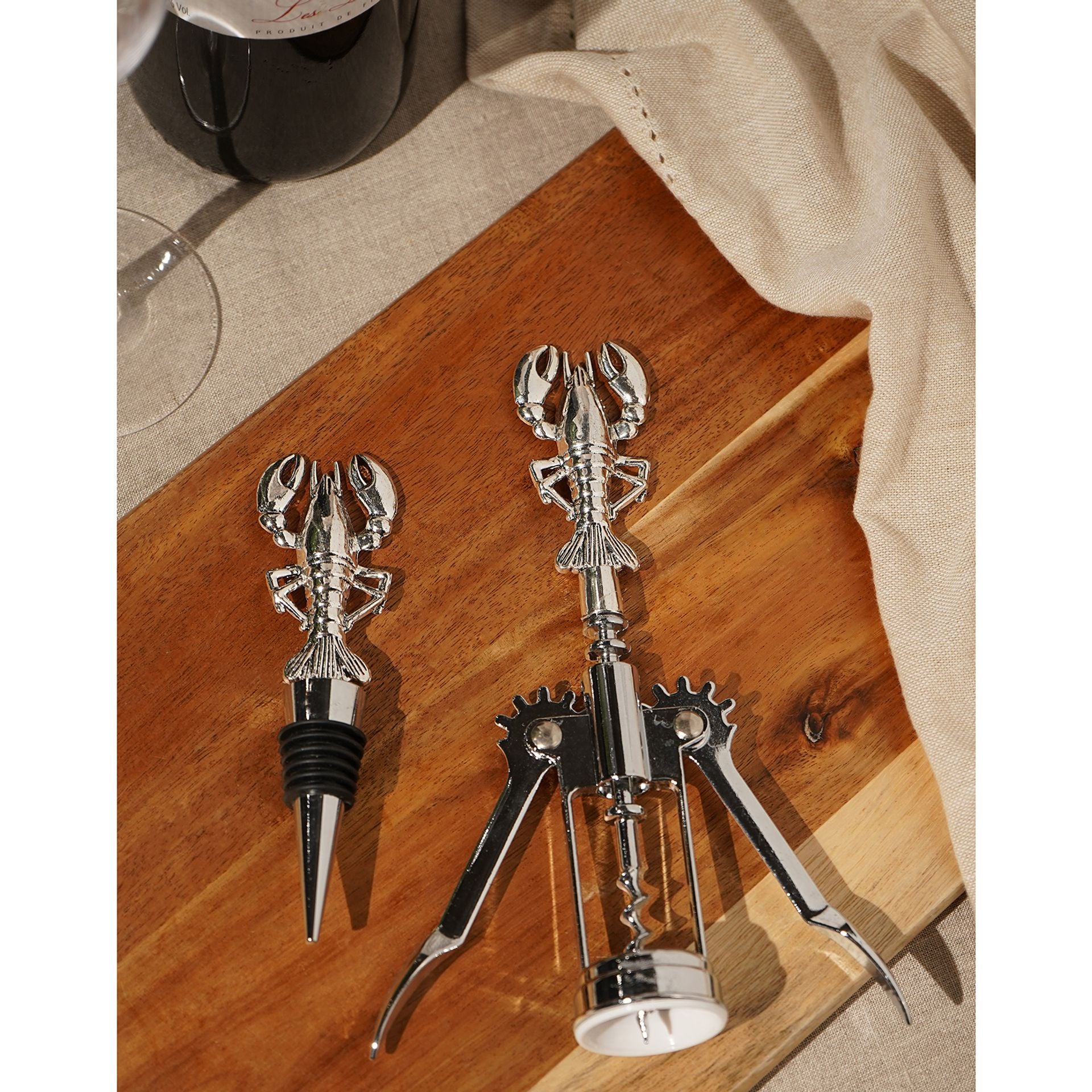 Hestia Lobster Bottle Stopper & Corkscrew Set