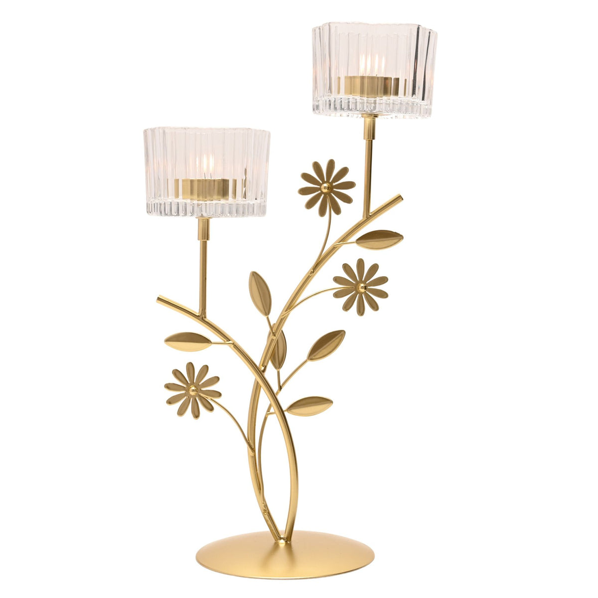 Hestia Gold Floral Double Candle Holder
