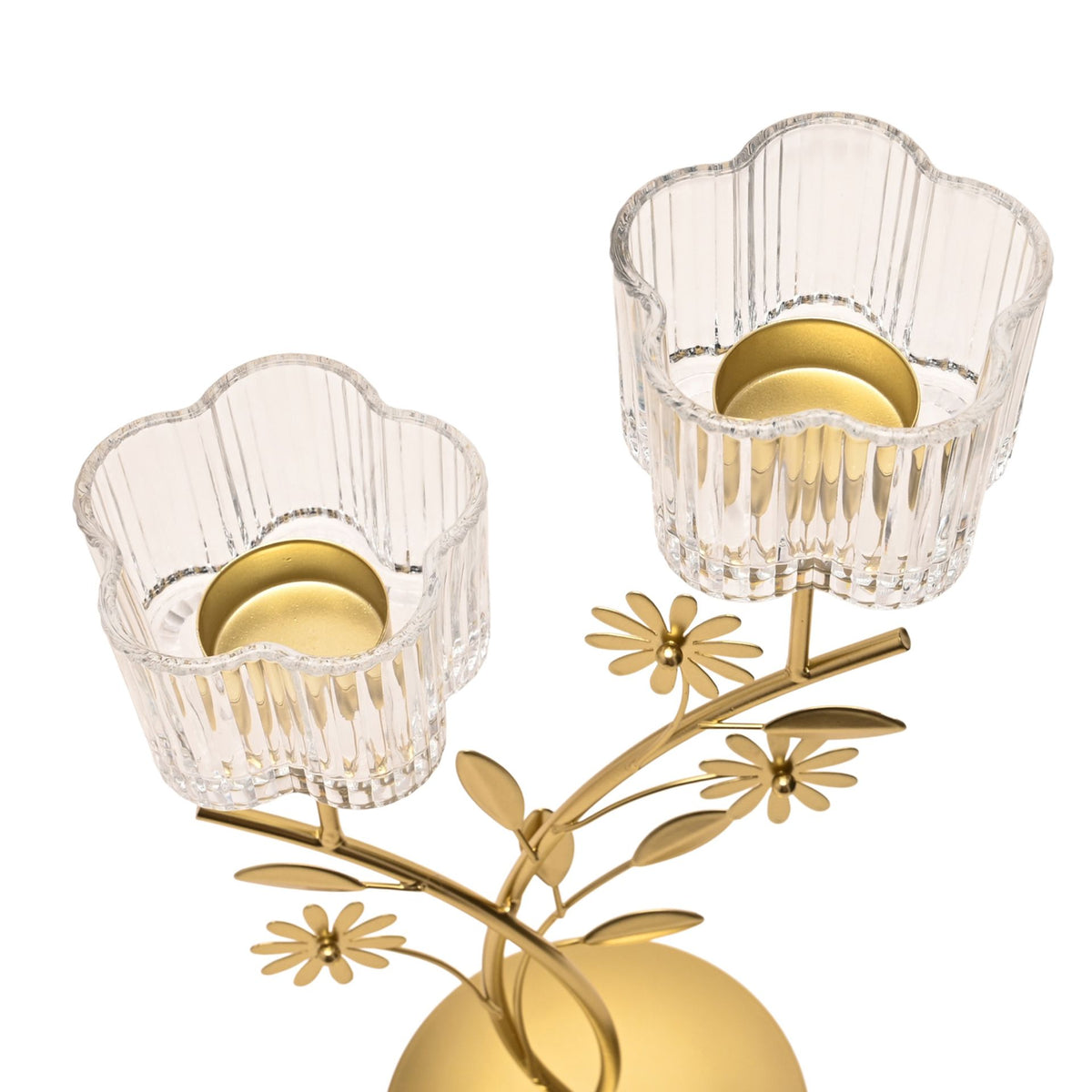 Hestia Gold Floral Double Candle Holder