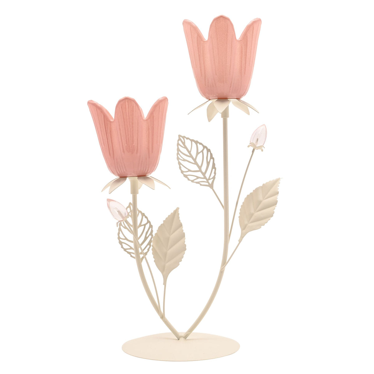 Hestia Pink & Cream Floral Double Candle Holder