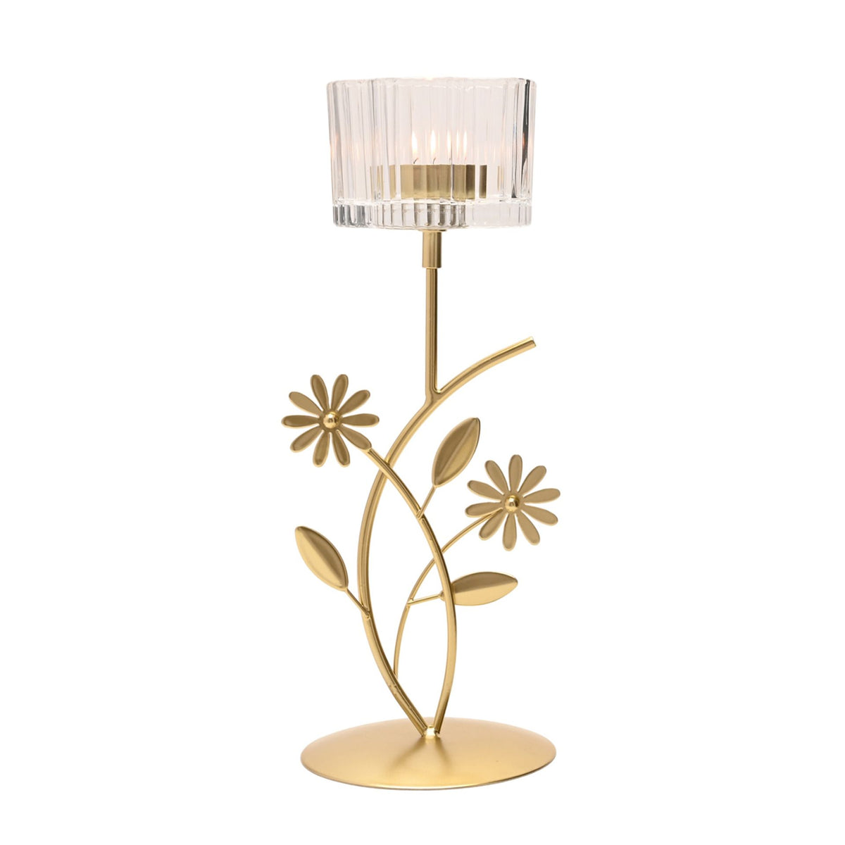 Hestia Gold Floral Single Candle Holder