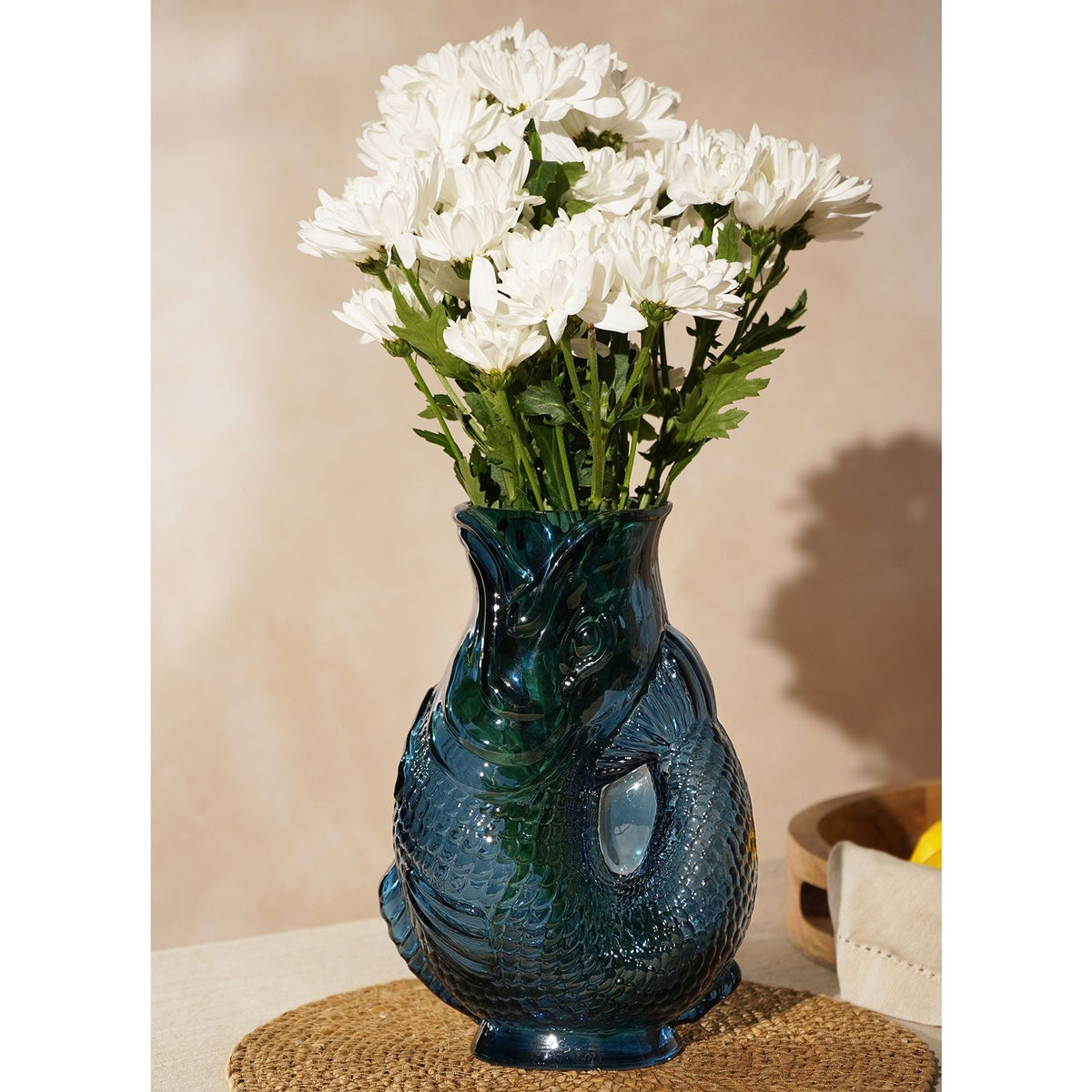 Hestia Blue Fish Shaped Glass Vase