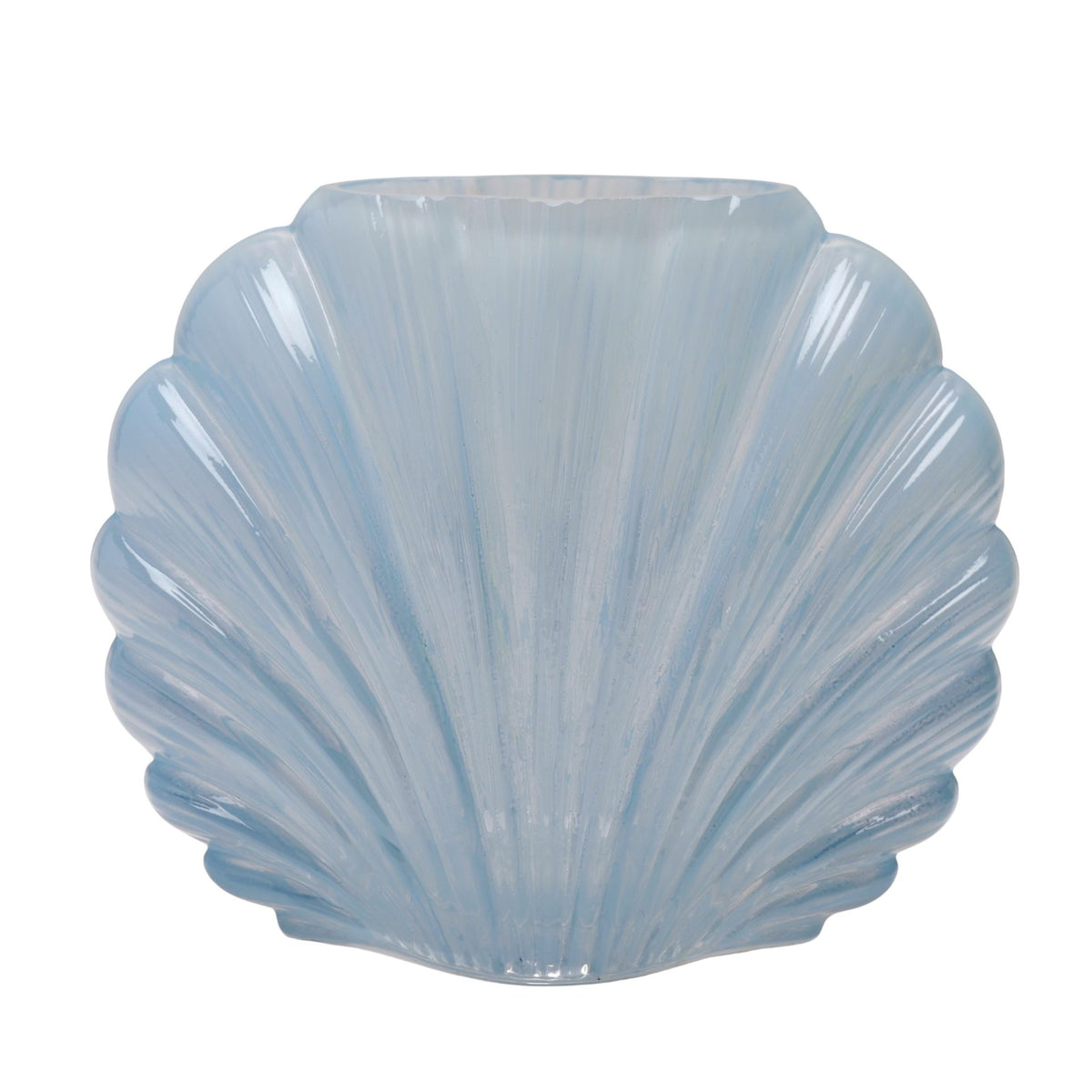 Hestia Blue Shell Shaped Glass Vase