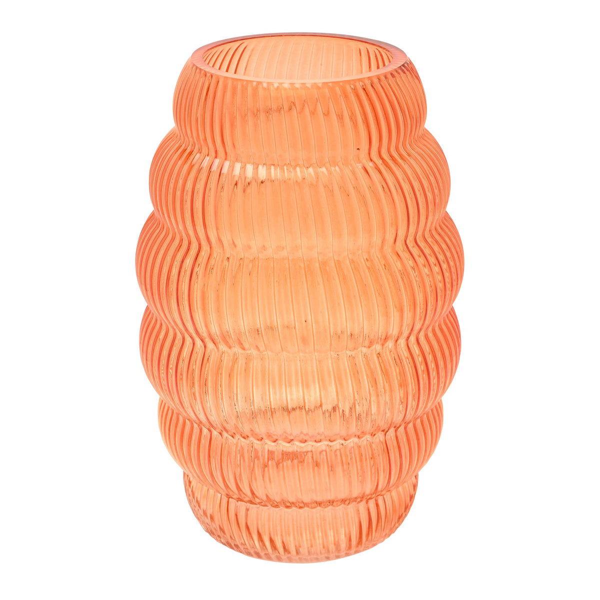 Hestia Brown Ribbed Glass Cone Vase 28cm