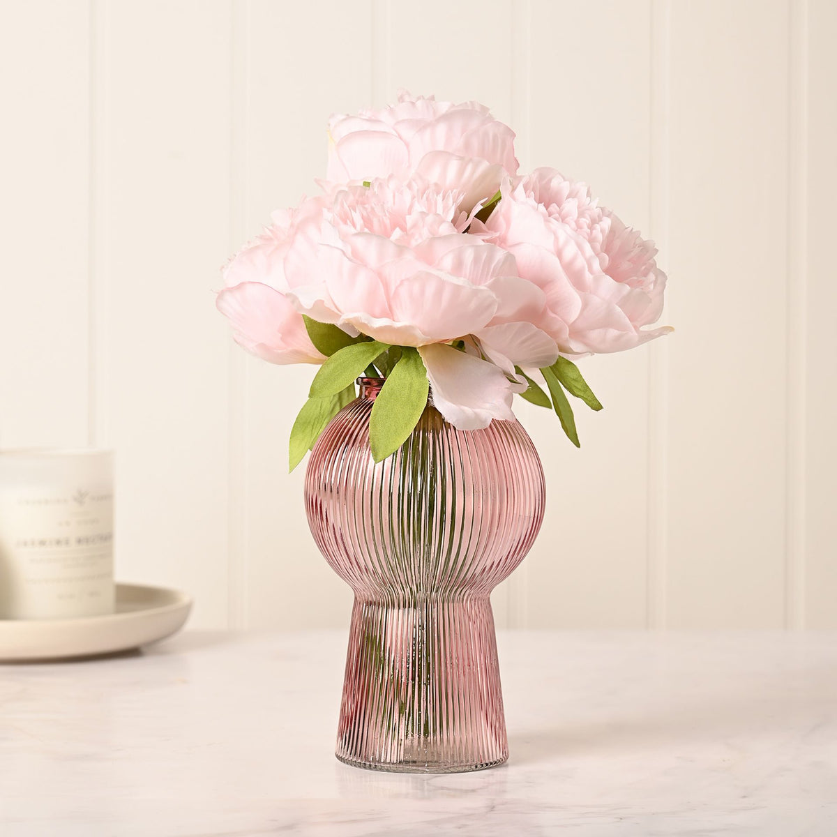 Hestia Pink Glass Balloon Shaped Vase 18cm