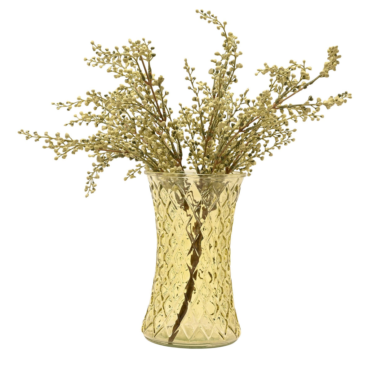 Hestia Cushion Effect Green Glass Vase 20cm