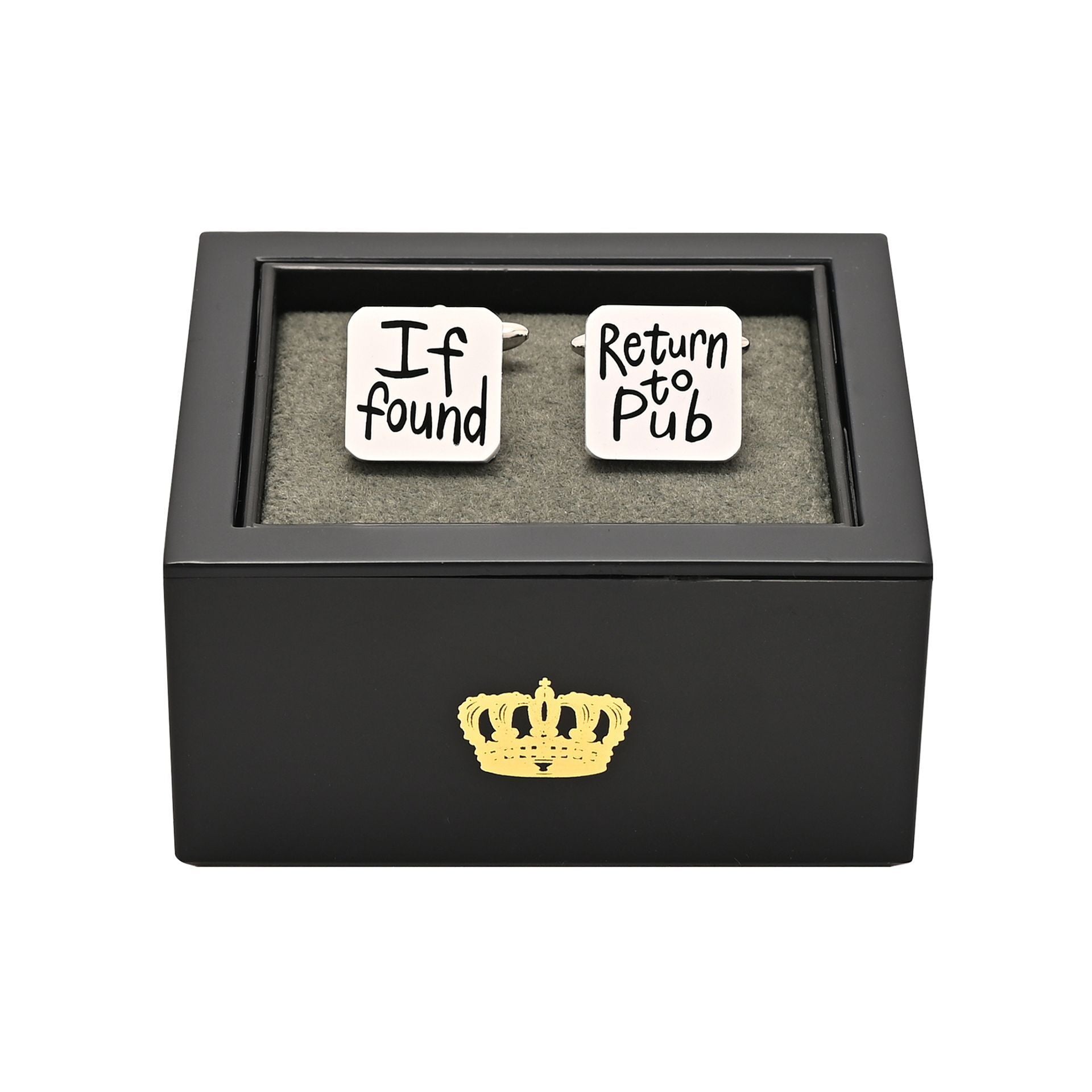 Harvey Makin Brushed 'If Found' 'Return To Pub' Cufflinks