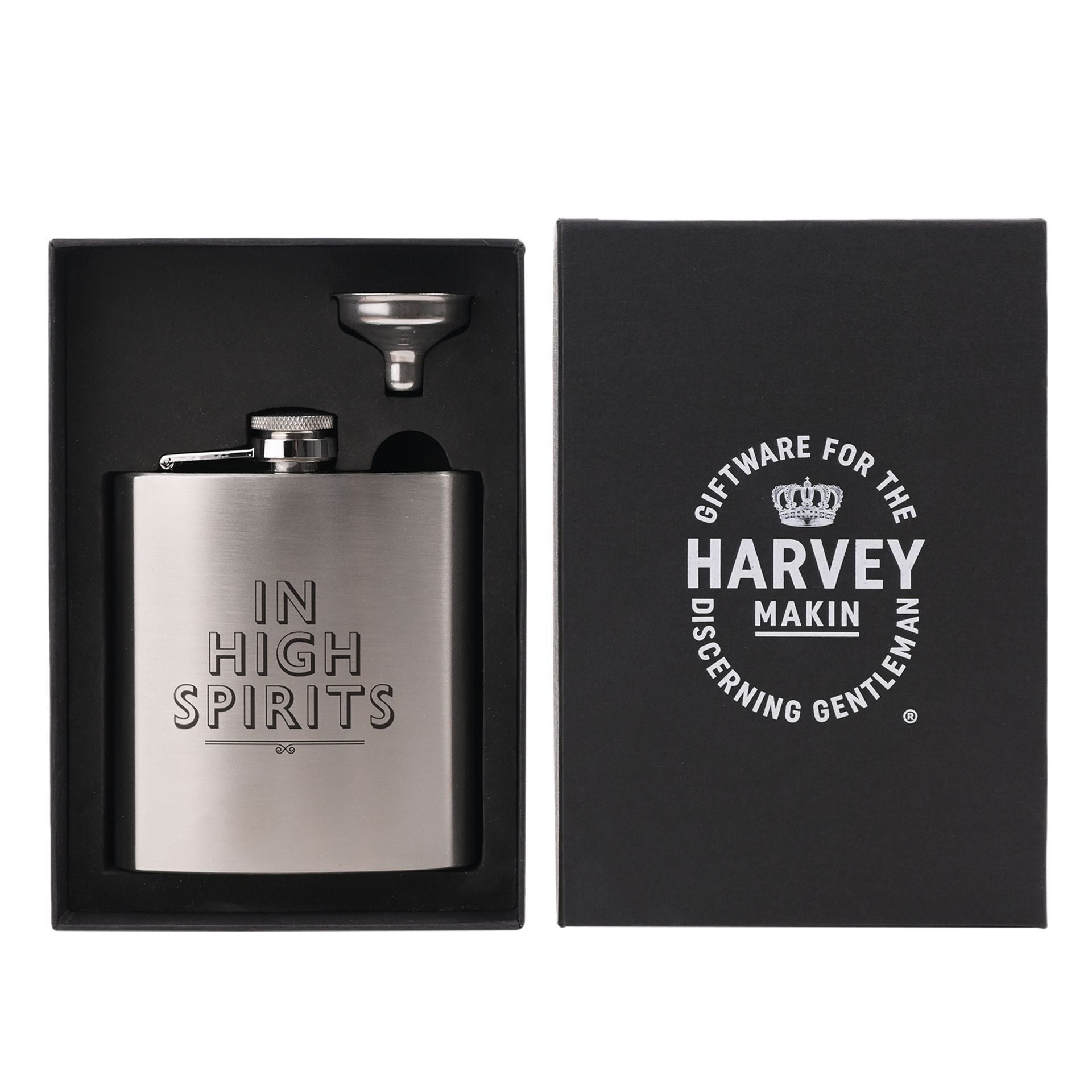 Harvey Makin Hip Flask - 6oz Matt Stainless Steel