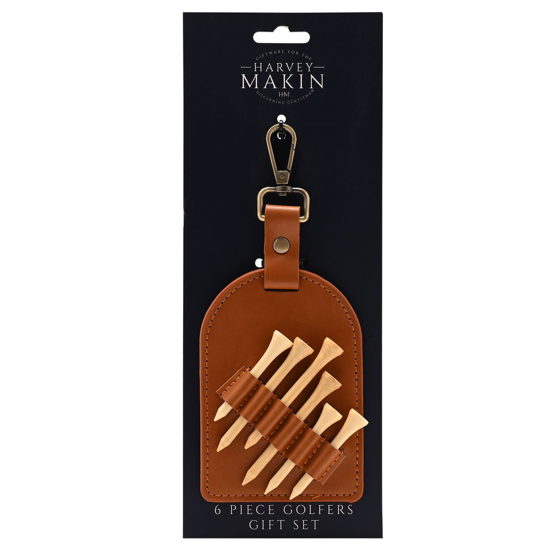 Harvey Makin Golfers Belt Tee Caddy Gift Set - Tan