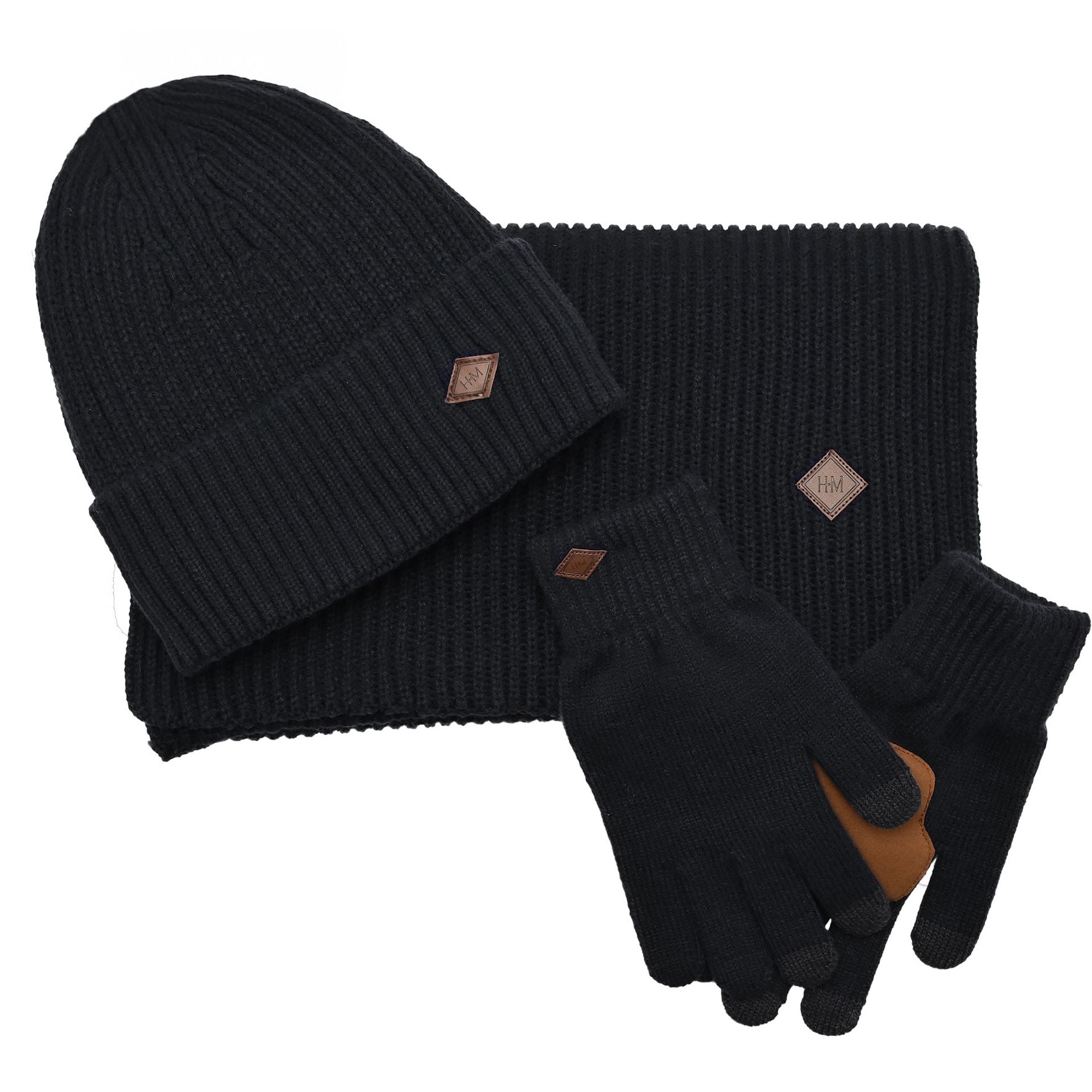 Harvey Makin Layers Hat, Gloves and Scarf Gift Set - Black