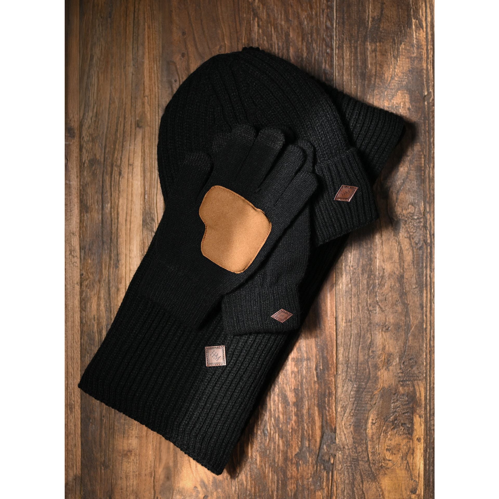 Harvey Makin Layers Hat, Gloves and Scarf Gift Set - Black
