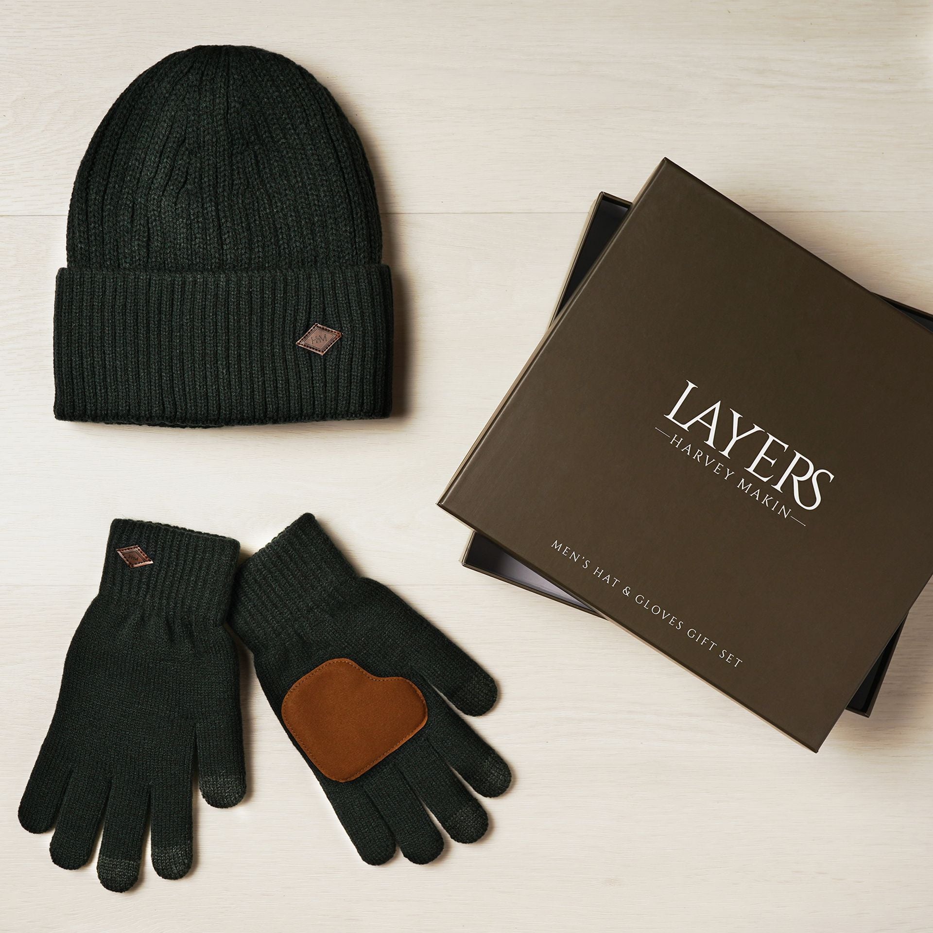 Harvey Makin Layers Hat and Gloves Gift Set - Green