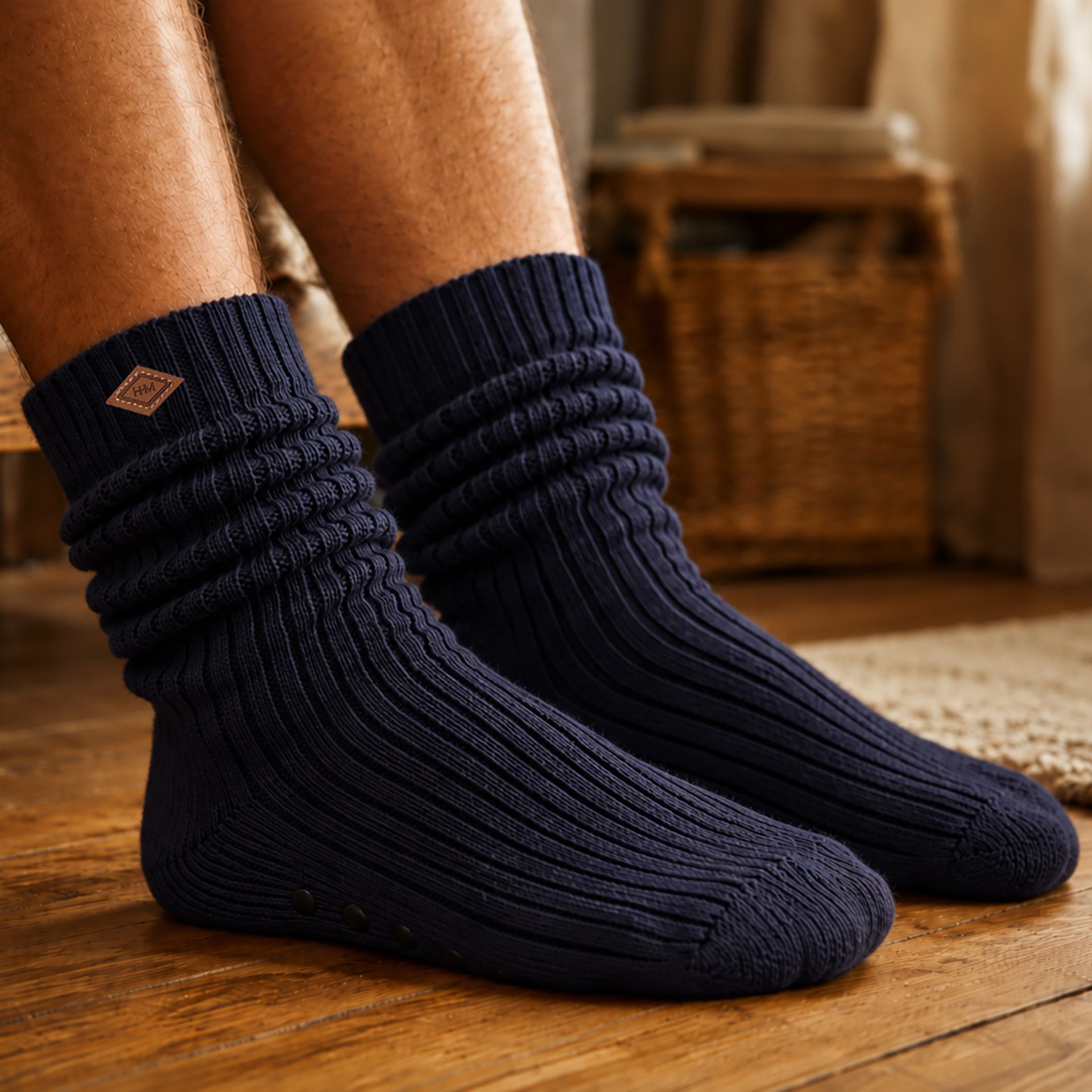 Harvey Makin Layers Chunky Socks Size 5-11 - Navy
