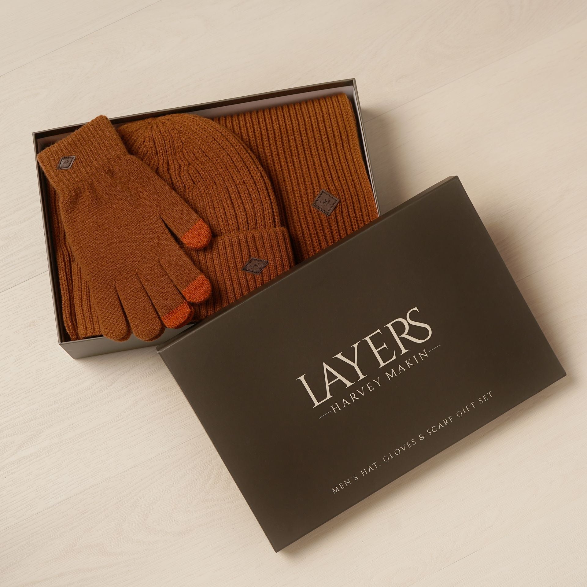 Harvey Makin Layers Hat, Gloves and Scarf Gift Set - Orange