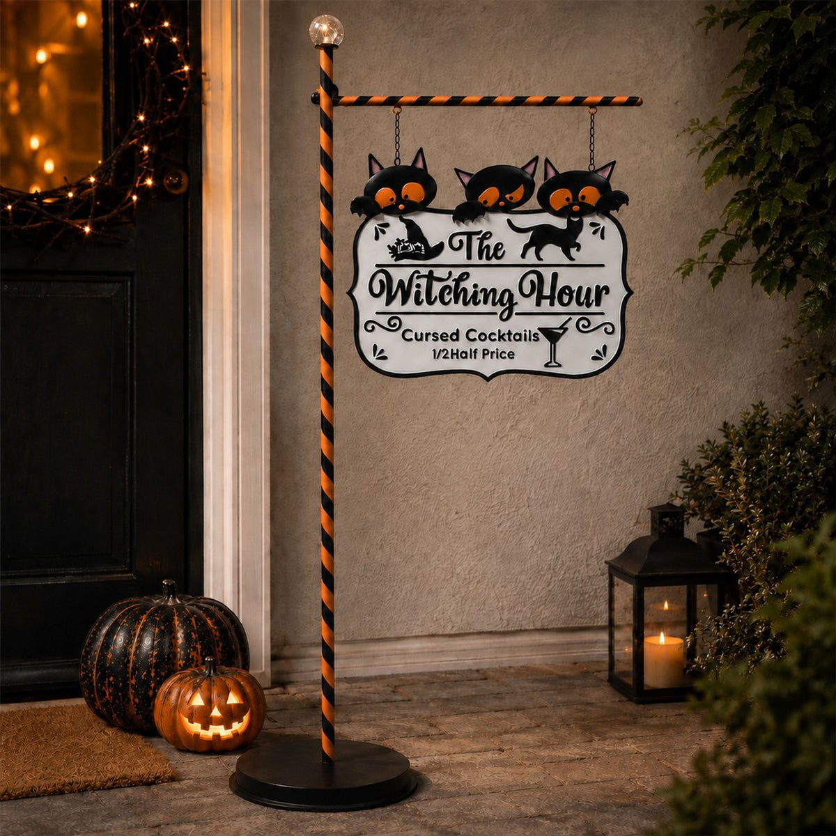 Metal Halloween Sign Witching Hour 153cms