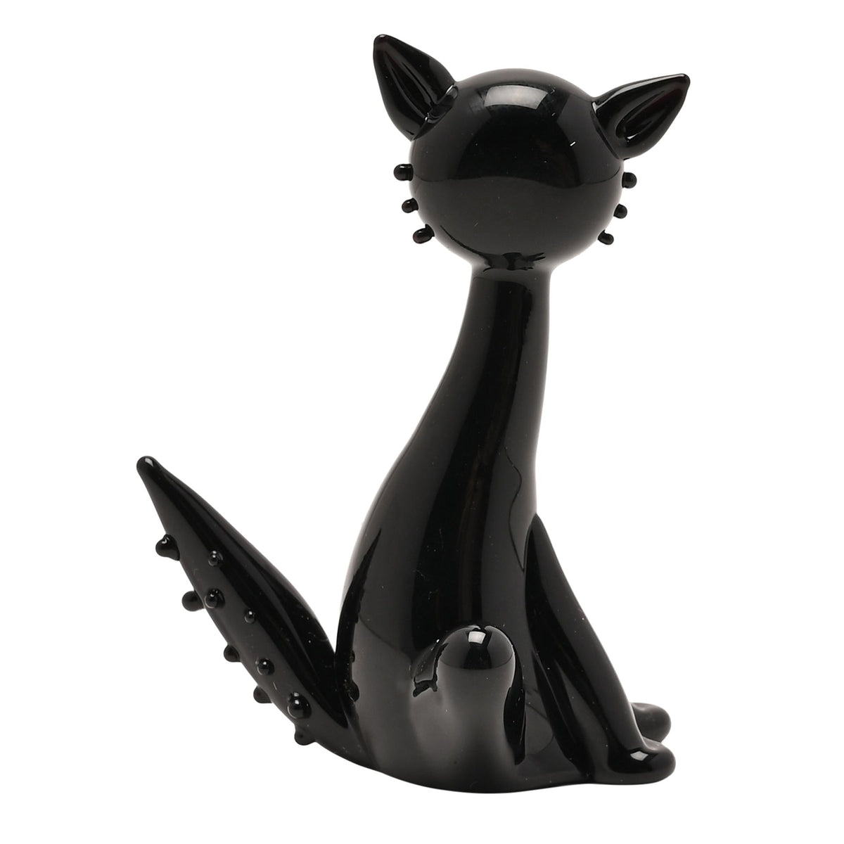 Objets D'art Miniature Glass Figurine - Black Cat