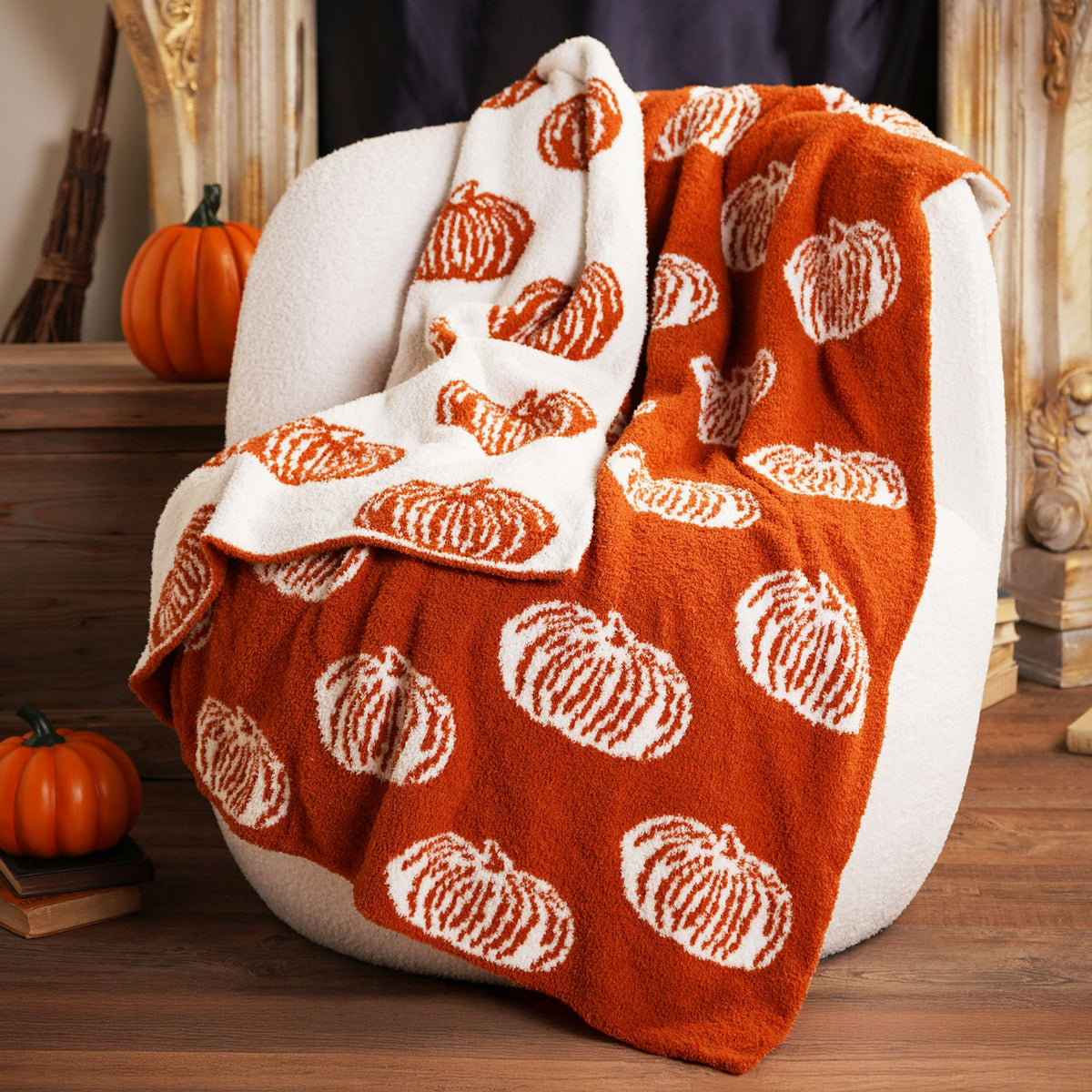 Pumpkin Family Throw In Jacquard Weave