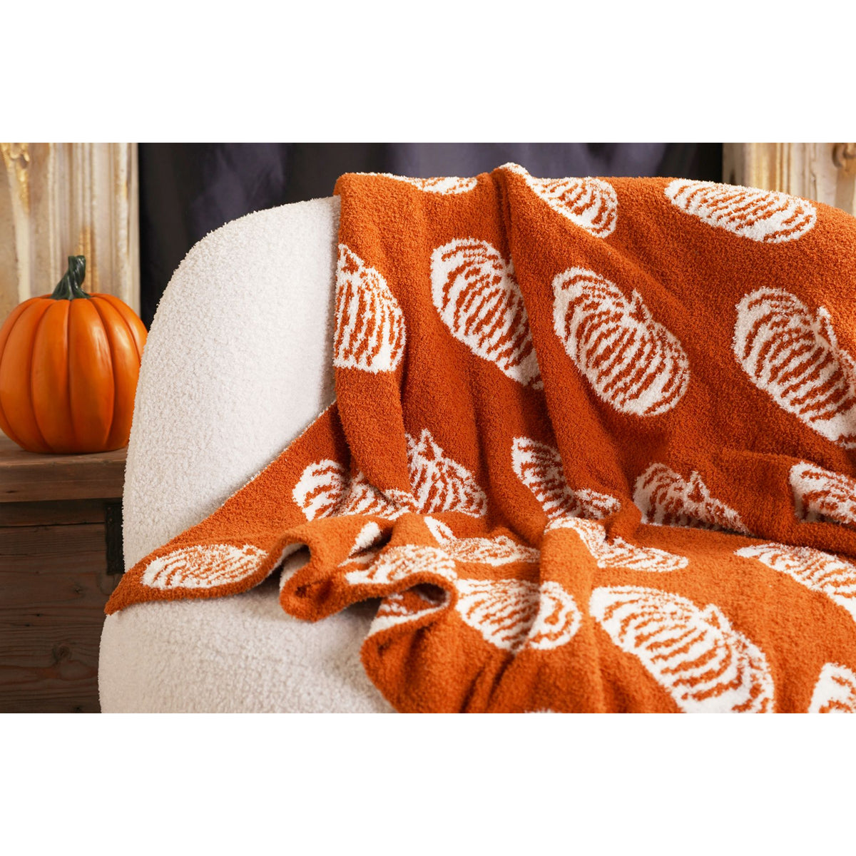 Pumpkin Family Throw In Jacquard Weave