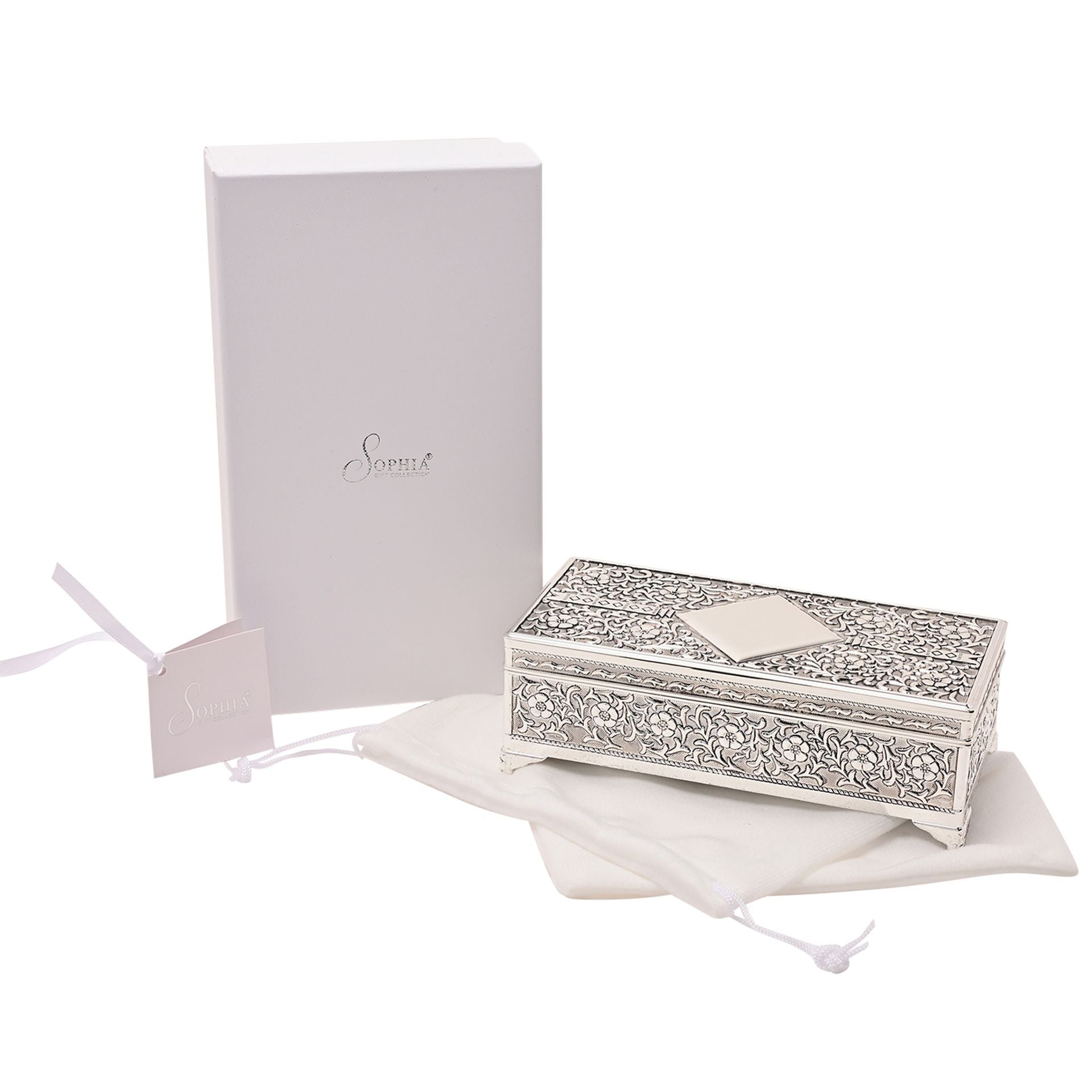 Sophia G/Boxed & Pouch S/P Trinket Box Ant Fin Oblong/Feet