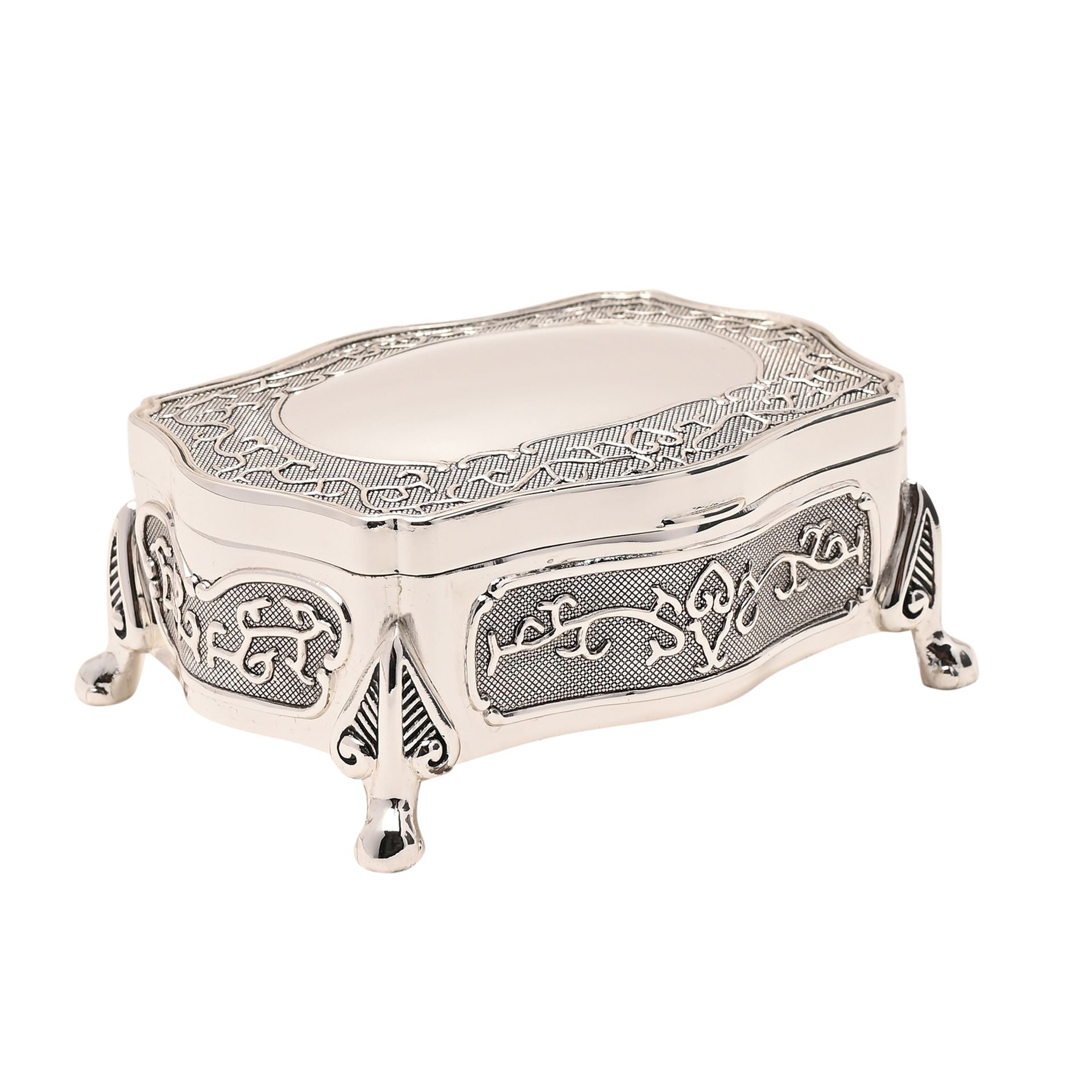 Sophia G/Boxed S/P Trinket Oblong/Wavy with feet
