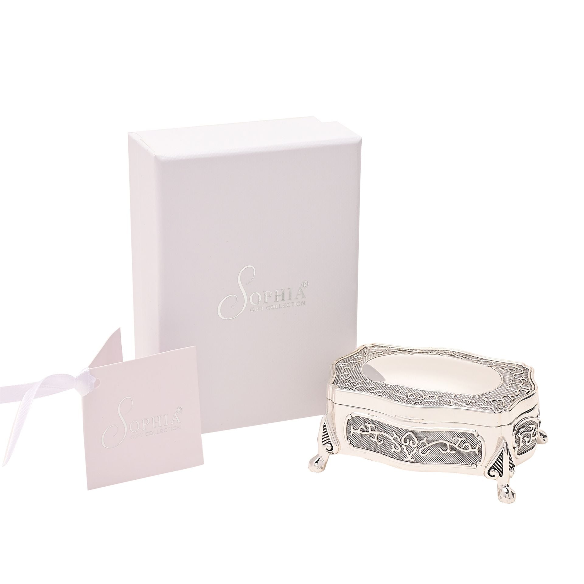 Sophia G/Boxed S/P Trinket Oblong/Wavy with feet