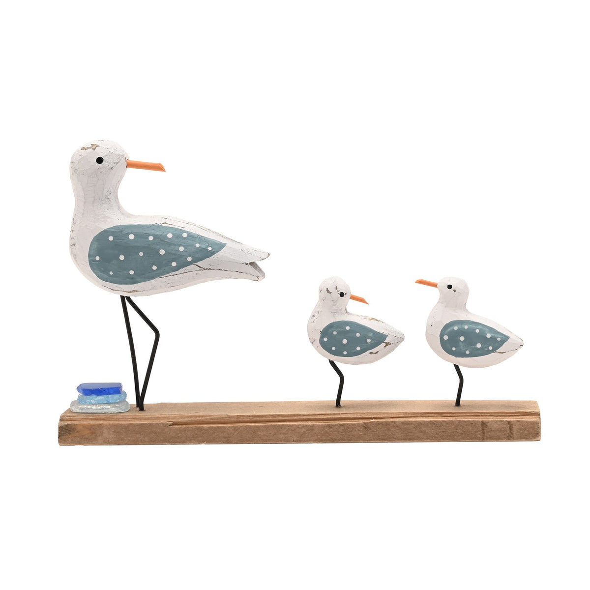 Love Life By The Sea Driftwood with Sea Glass - Seagulls 24cm