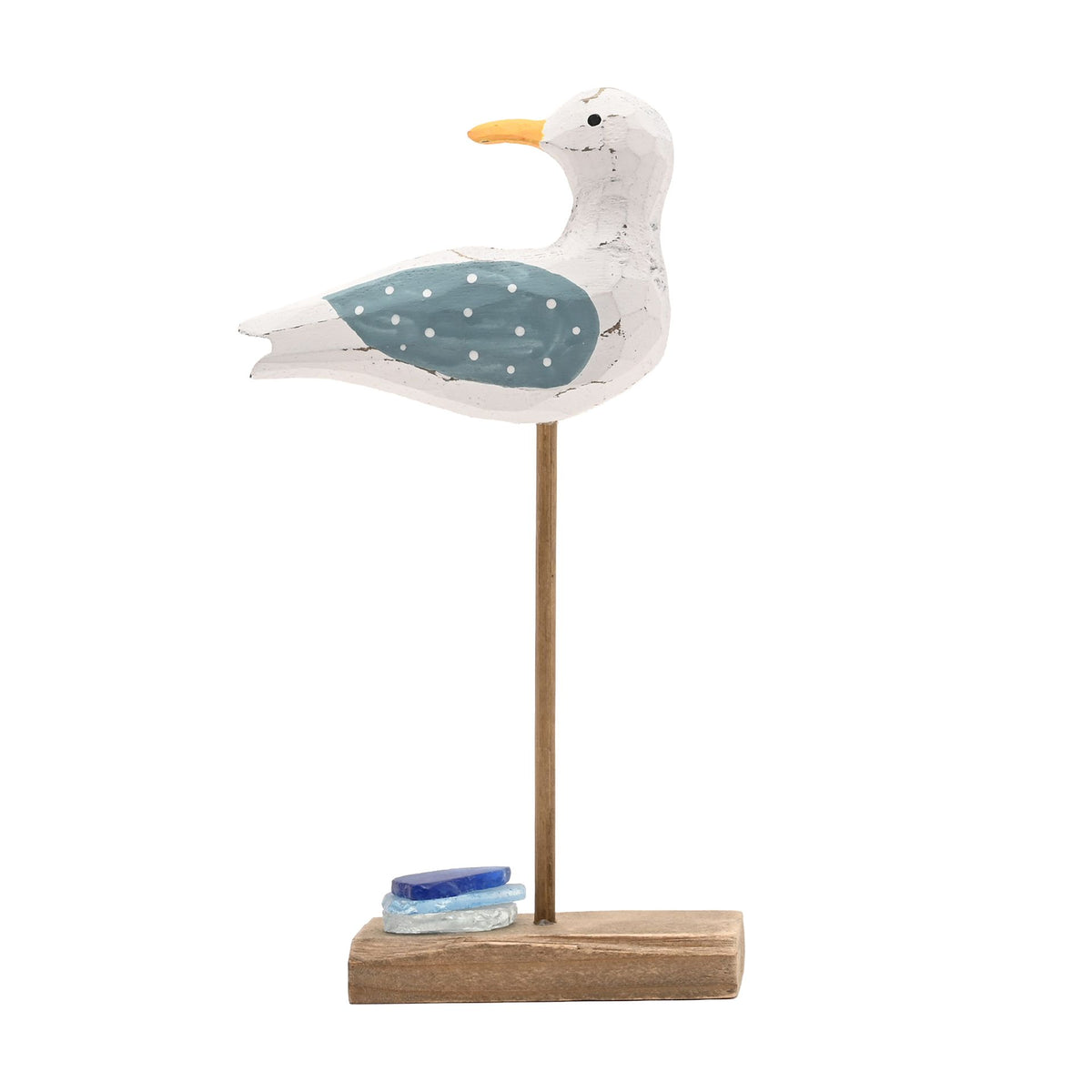 Love Life By The Sea Driftwood with Sea Glass - Seagull 21cm