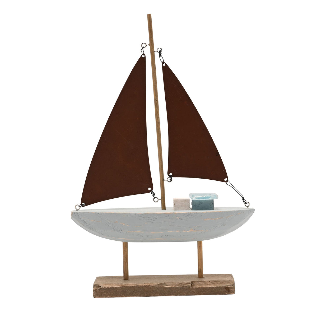 Love Life By The Sea Driftwood with Sea Glass - Boat 25cm
