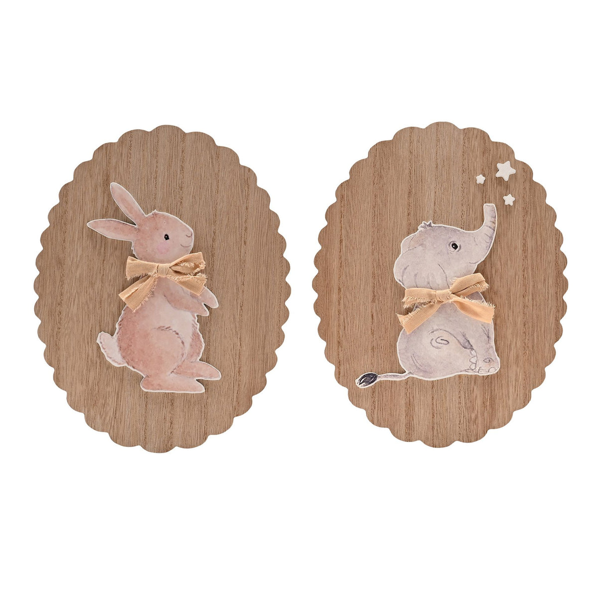Little Roglets Set of 2 Bunny & Elephant Wall Art