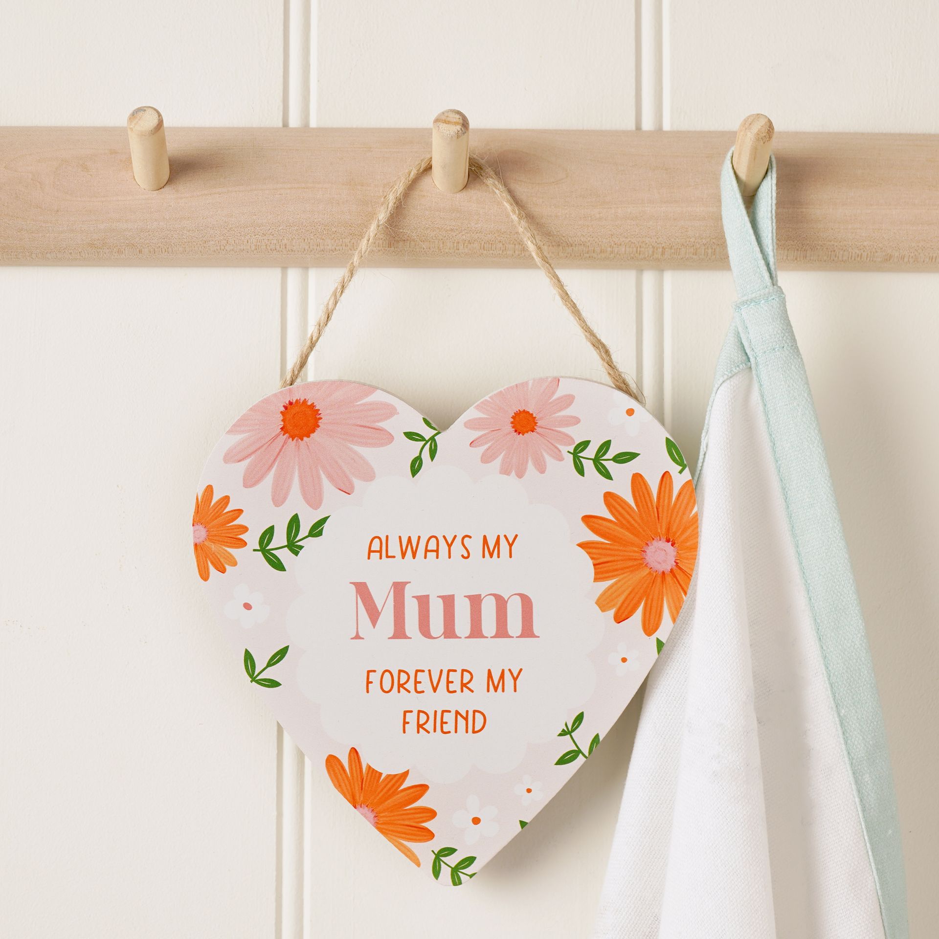 Personalised Orange Floral Always MDF Heart Plaque