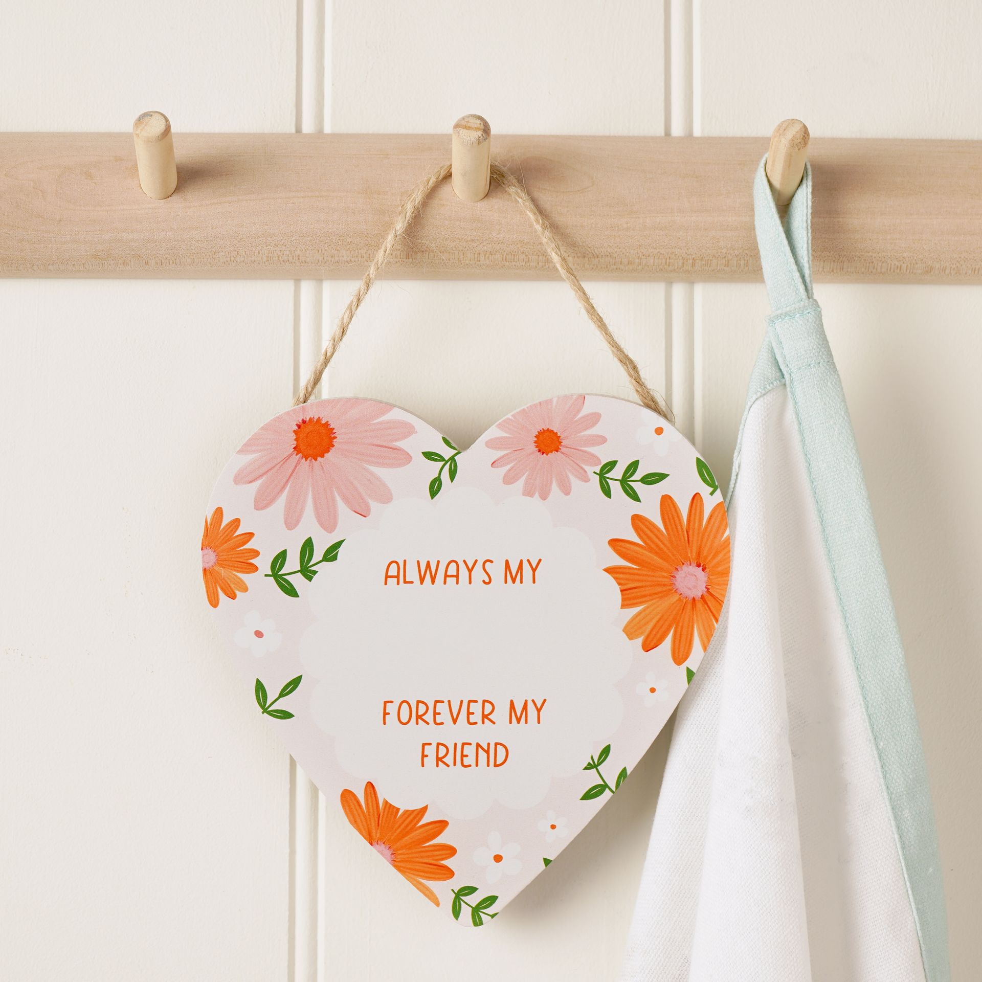 Personalised Orange Floral Always MDF Heart Plaque