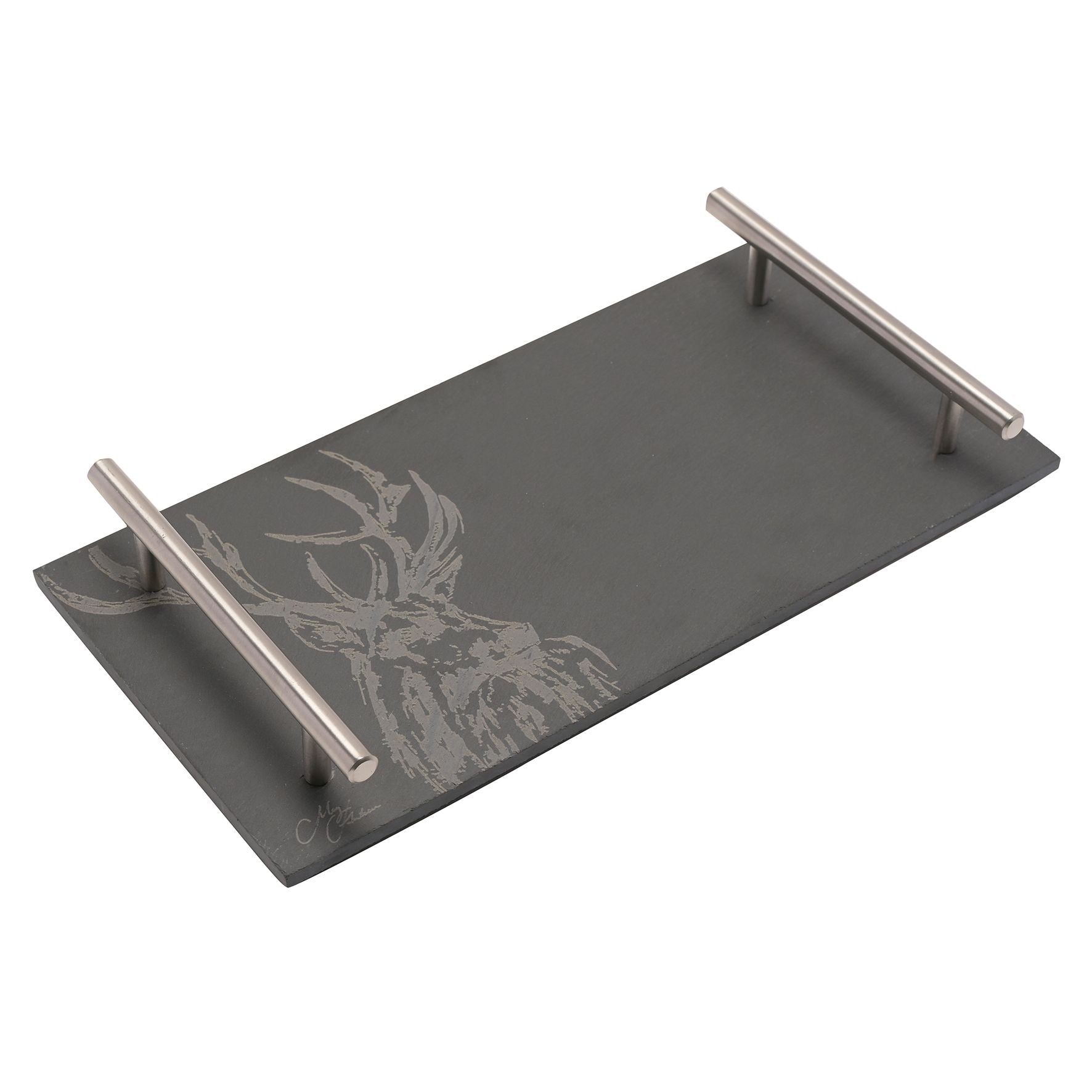 Meg Hawkins Slate Tray with Handles - Stag 30x15cm