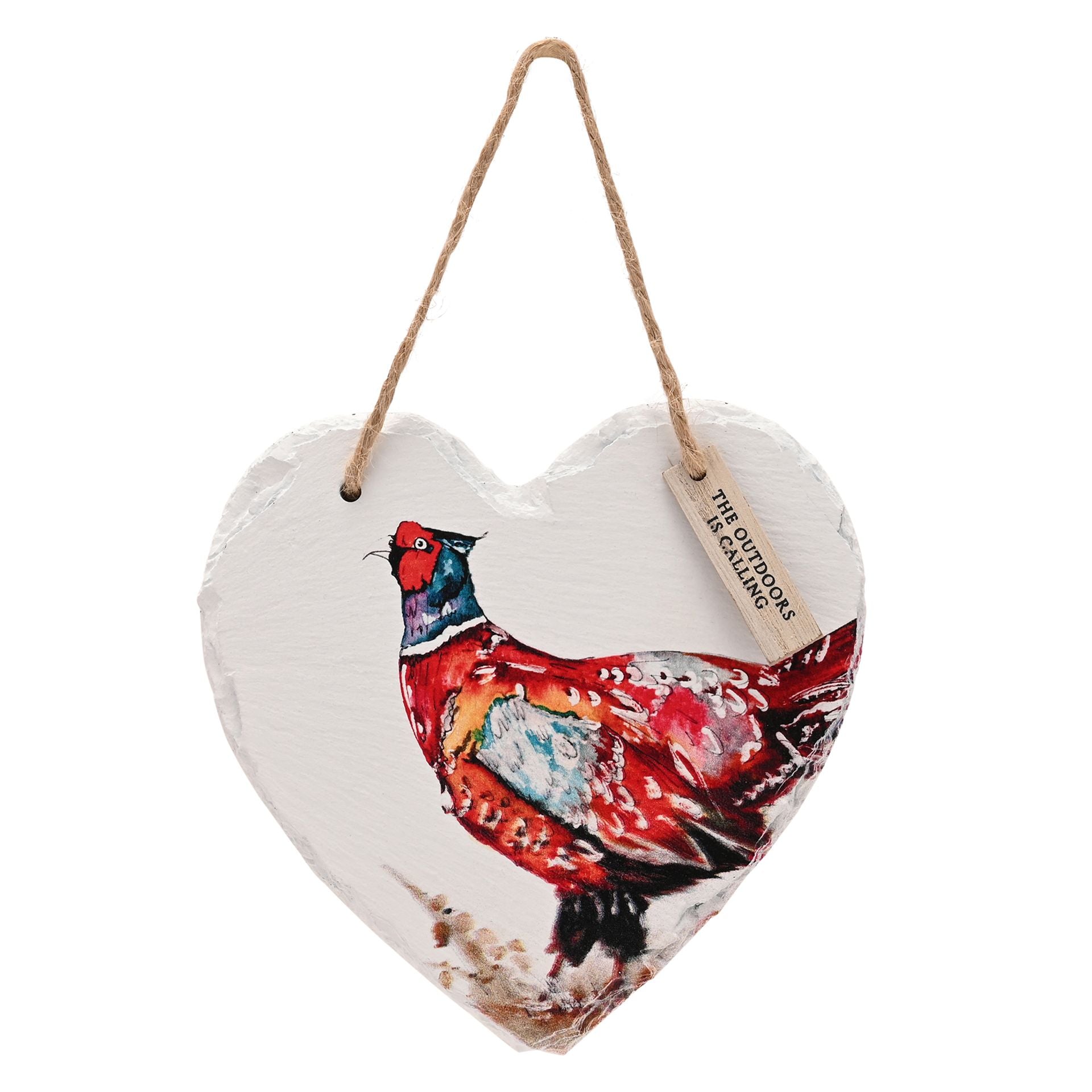 Meg Hawkins Slate Hanging Heart - Pheasant