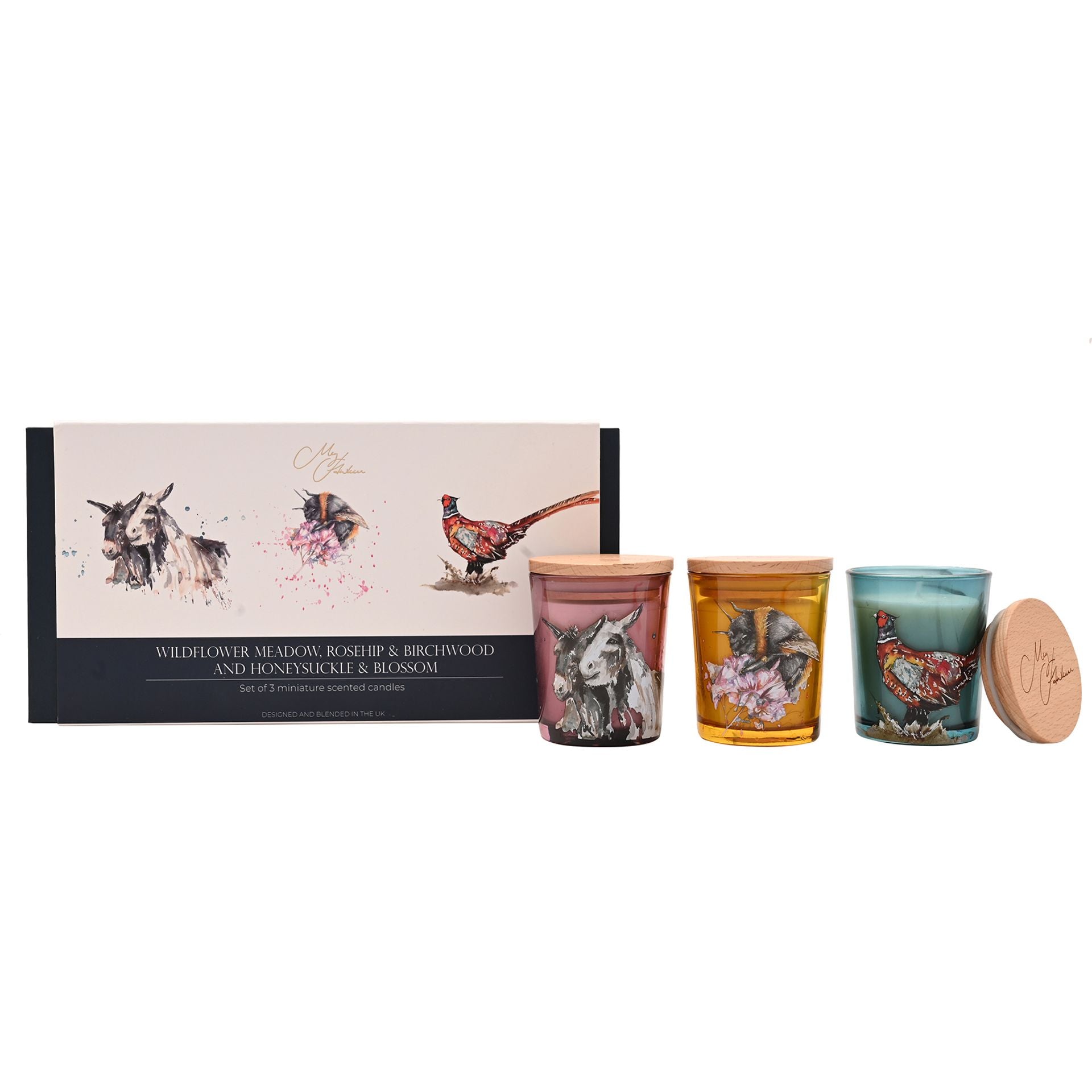 Meg Hawkins Mini Candles Set of 3 - Donkey, Pheasant & Bee