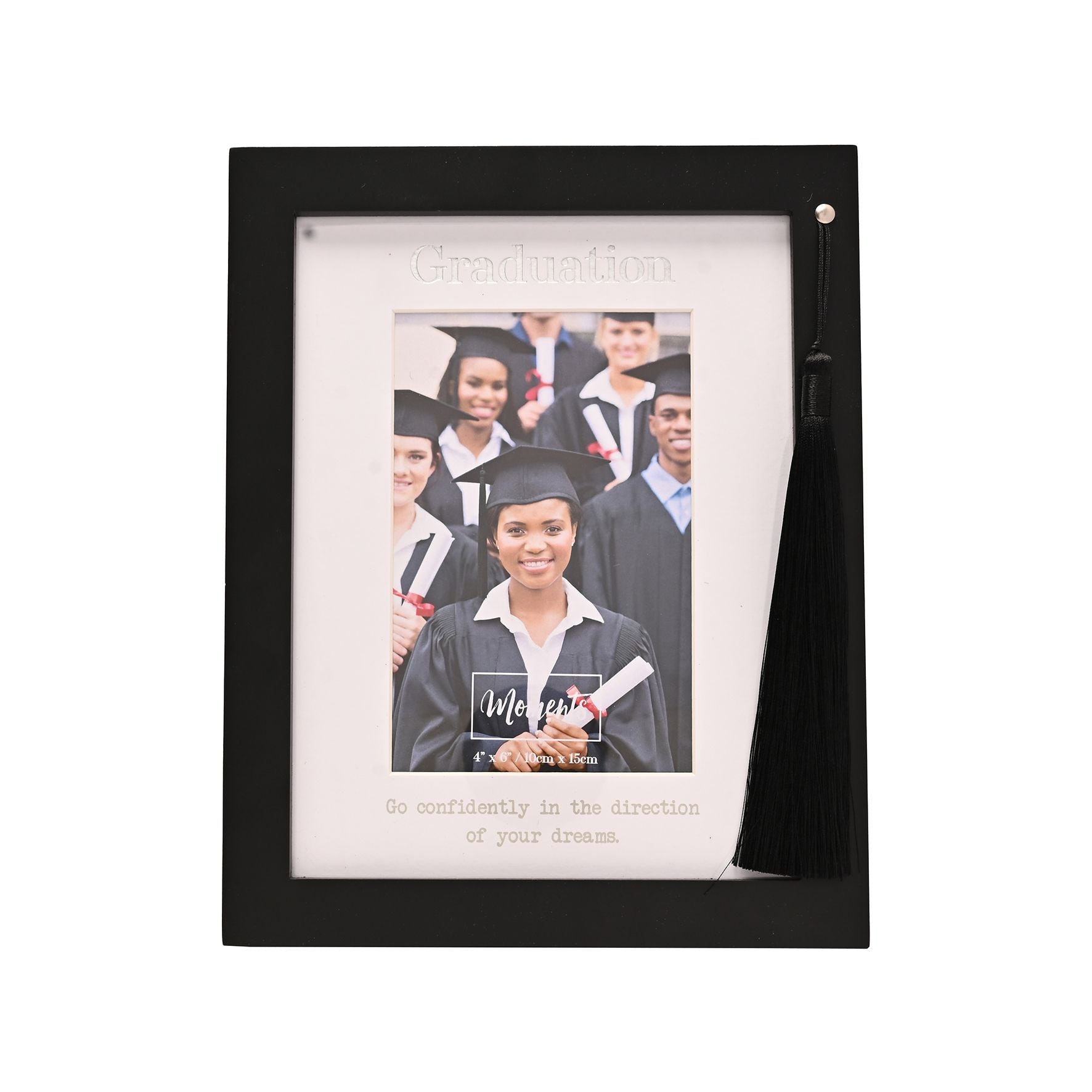 Moments Photo Frame with Tassels Black 4" x 6" - Graduation