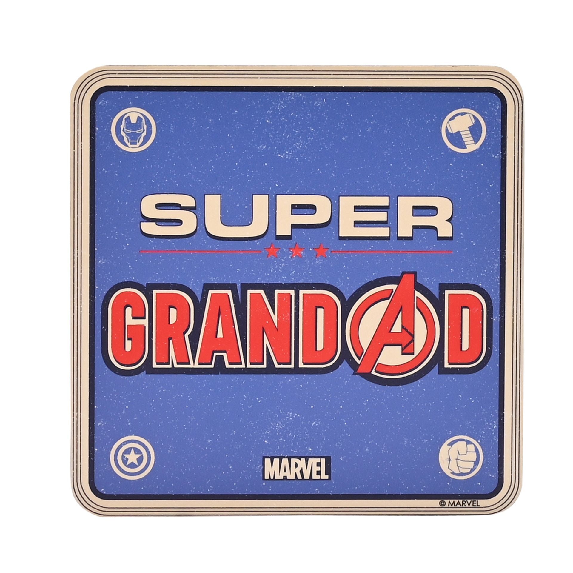Marvel Avengers Square Coated Hardboard and Cork Coaster - Super Grandad