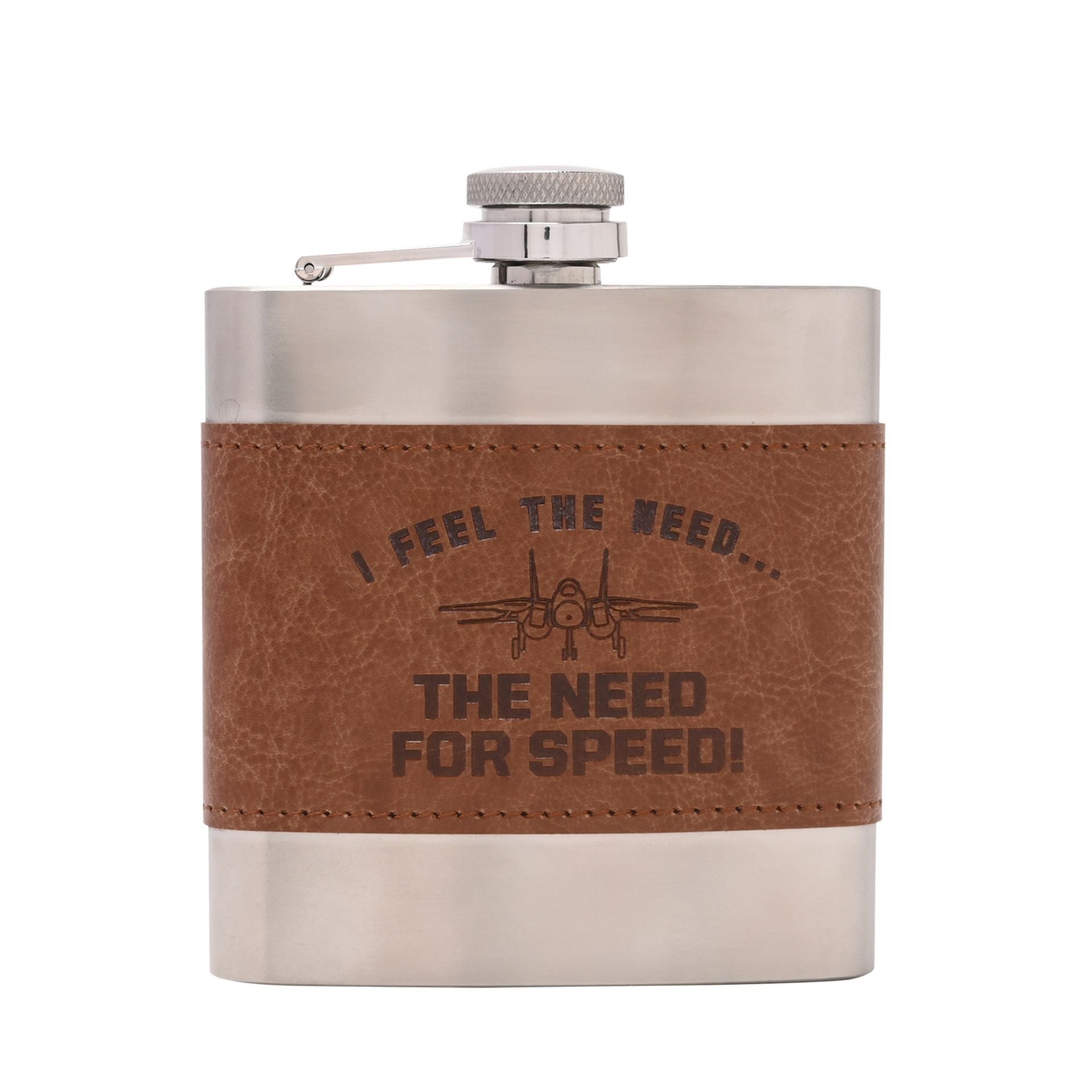 Top Gun Metal Hip Flask 6oz - Brown