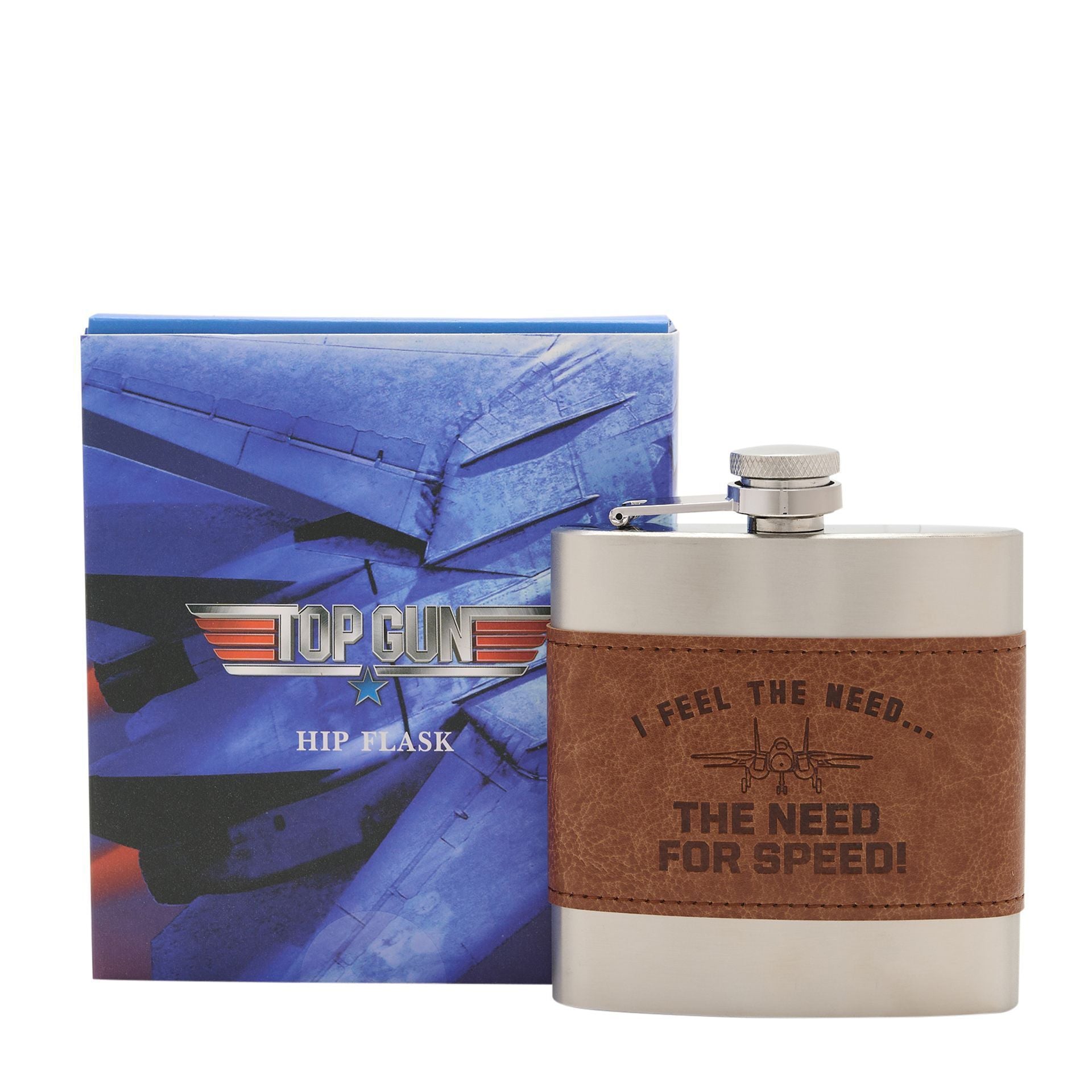 Top Gun Metal Hip Flask 6oz - Brown