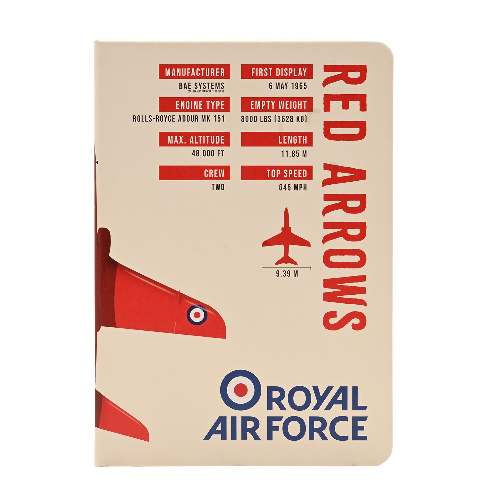 RAF A5 Lined Hardback Notebook - Red Arrows