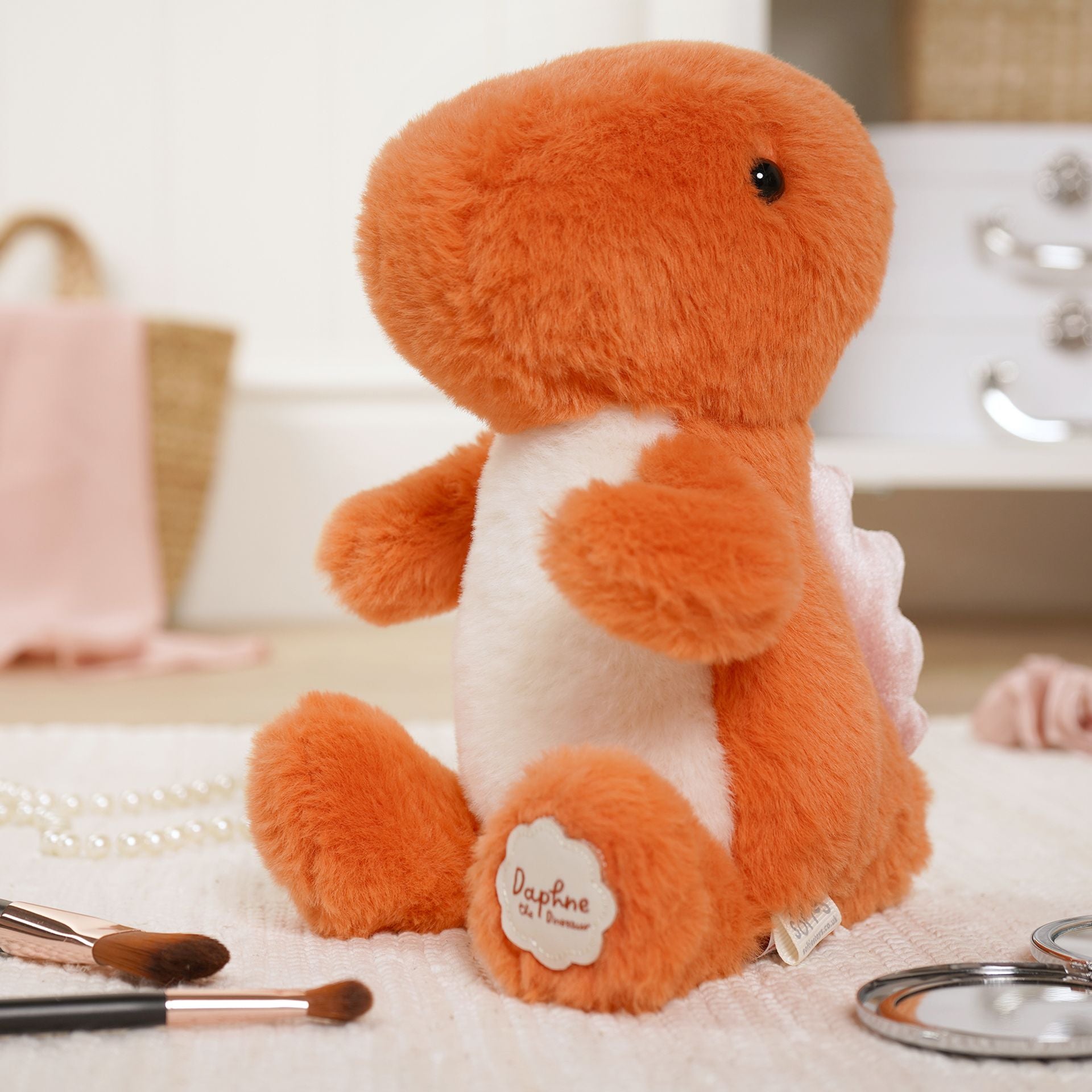 Daphne The Plush Sitting Orange Dinosaur 21 cm