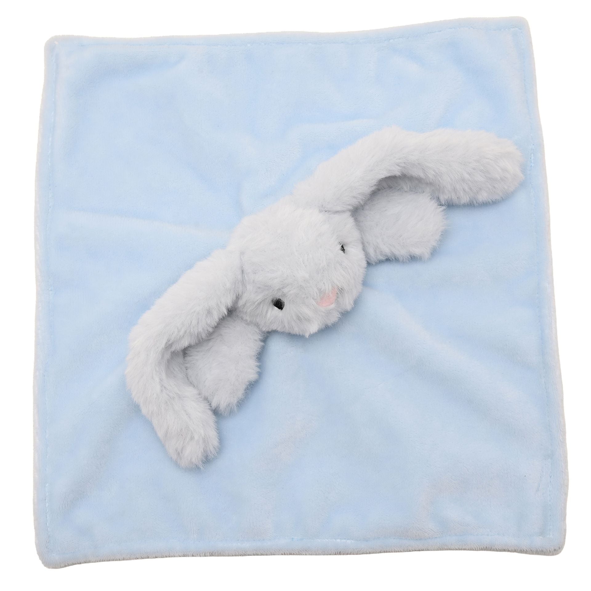 Softies Baby Comforter - Sunny Bunny- Blue Two Side Short Plush 27cm x 27cm