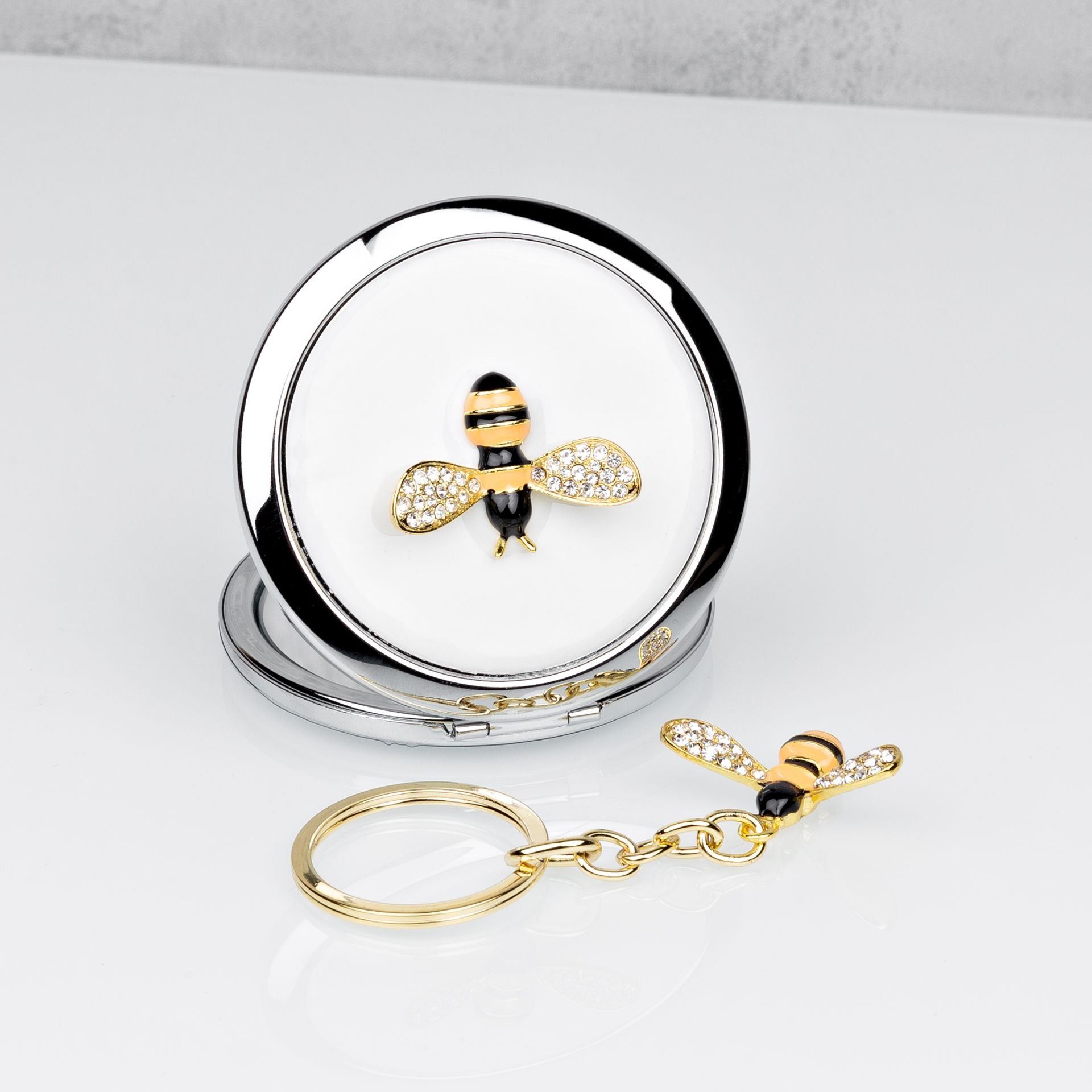 Sophia Silverplated Bumble Bee Compact Mirror & Keyring