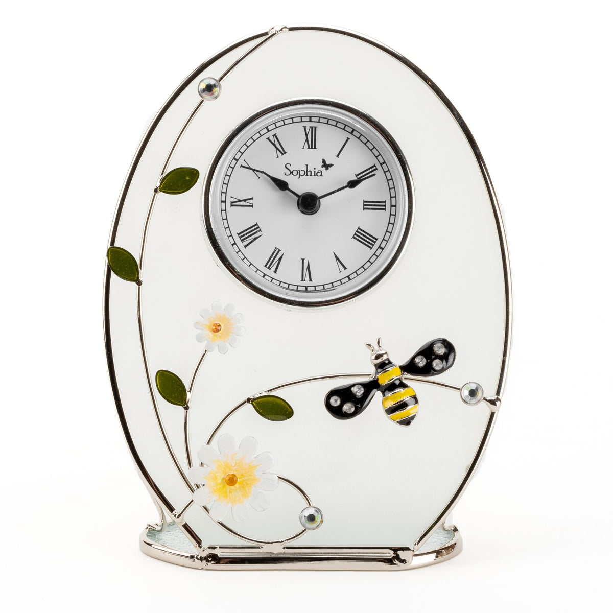Sophia Classic Glass & Wire Bumble Bee Mantel Clock