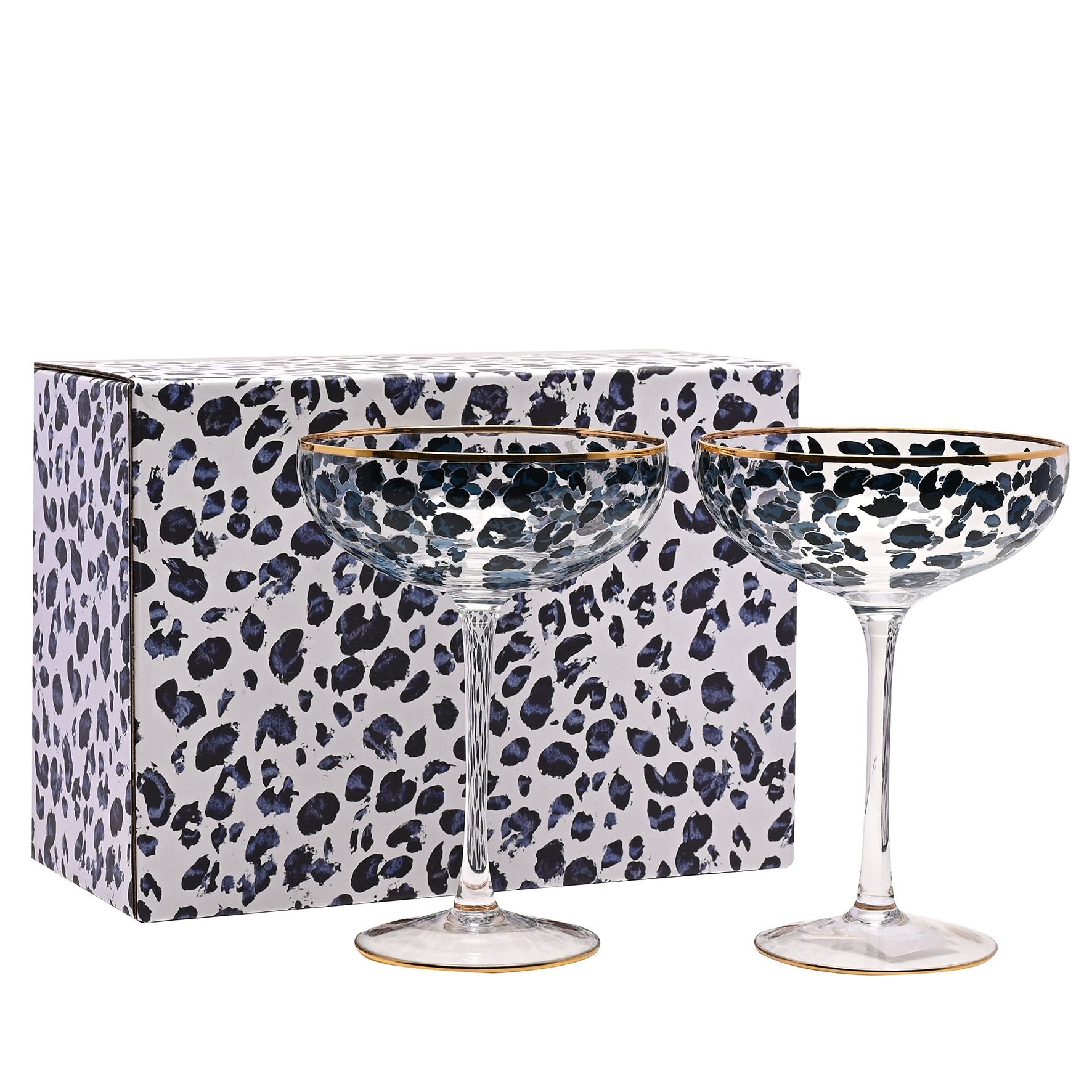 Frida Set of 2 Leopard Print Cocktail Glasses