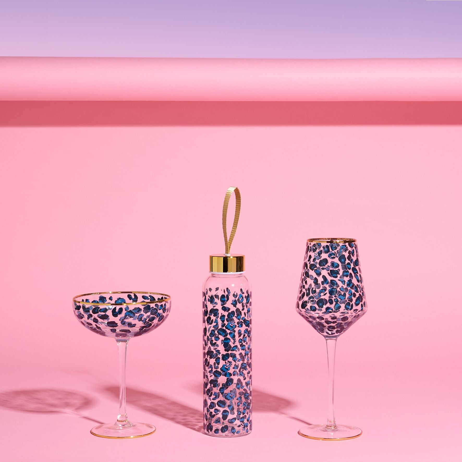 Frida Set of 2 Leopard Print Cocktail Glasses
