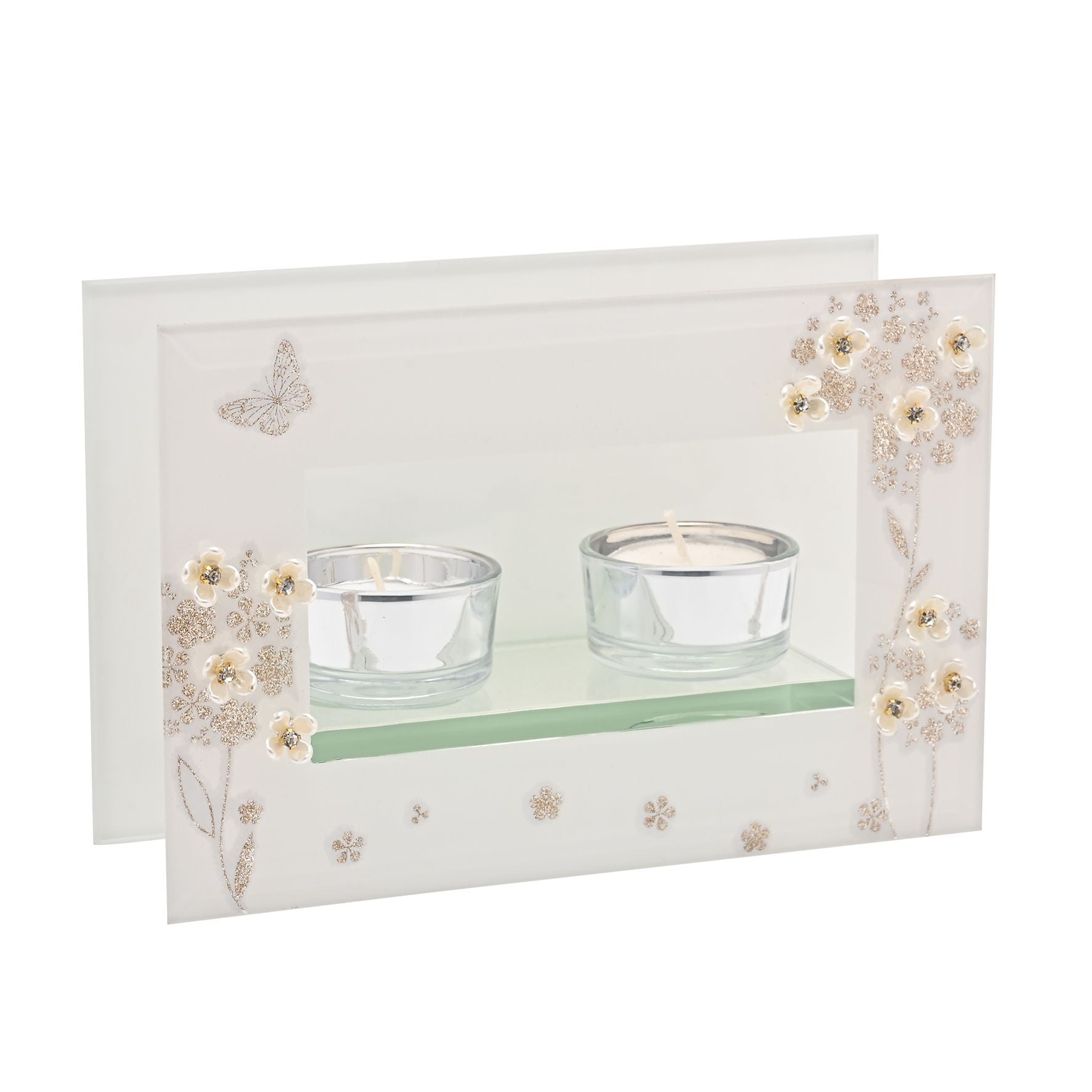 Sophia Glitter Butterfly Double Tealight Holder