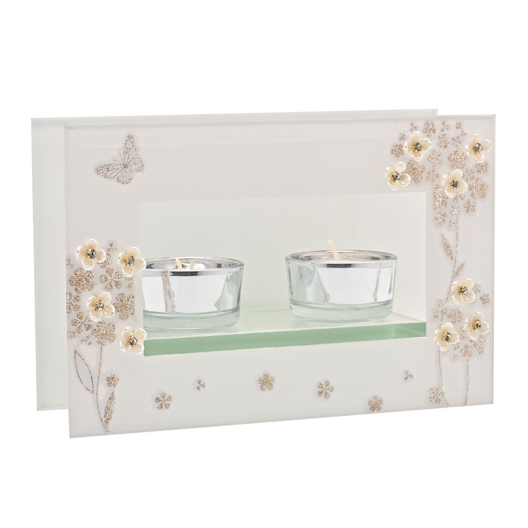 Sophia Glitter Butterfly Double Tealight Holder