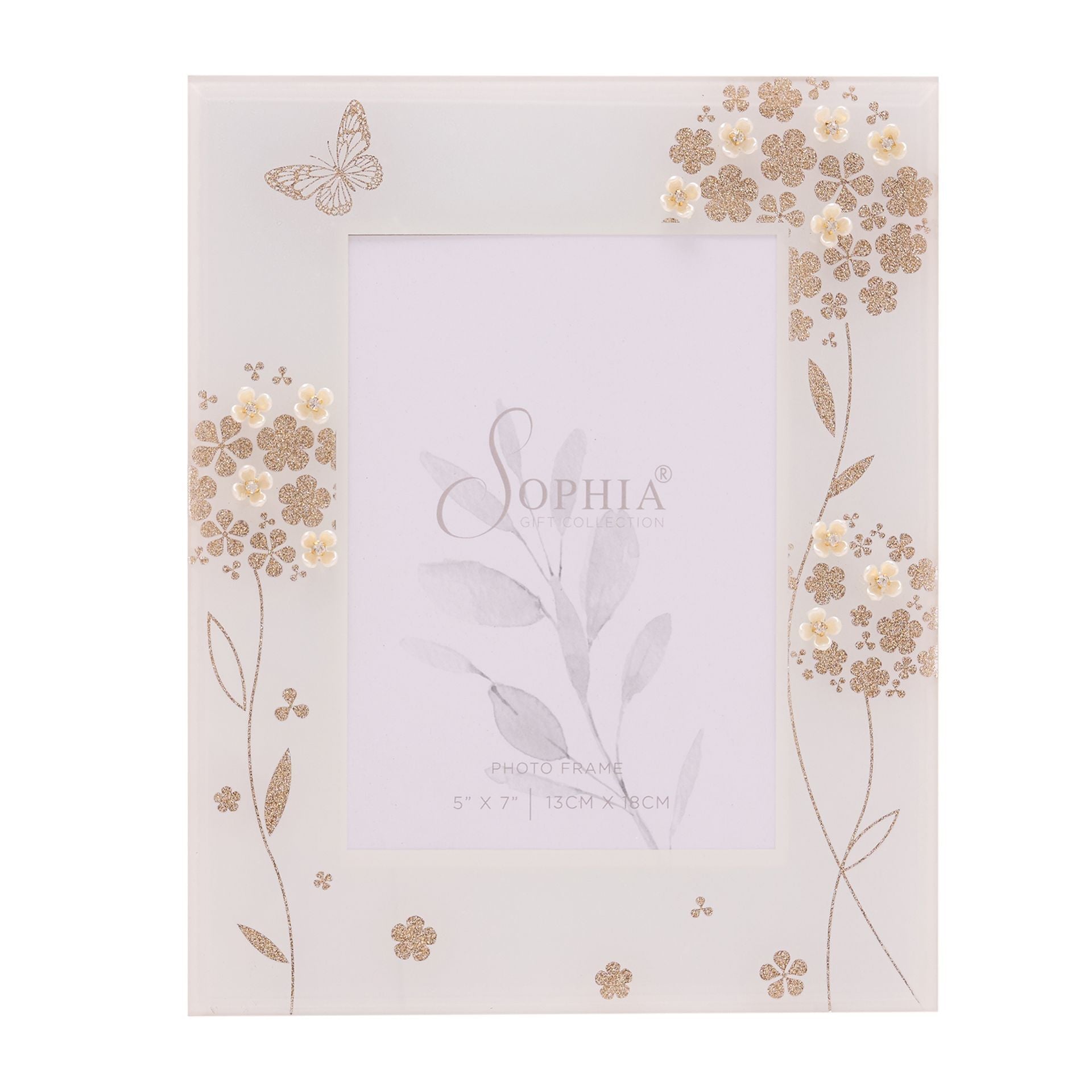 Sophia Glitter Butterfly Photo Frame 5" x 7"