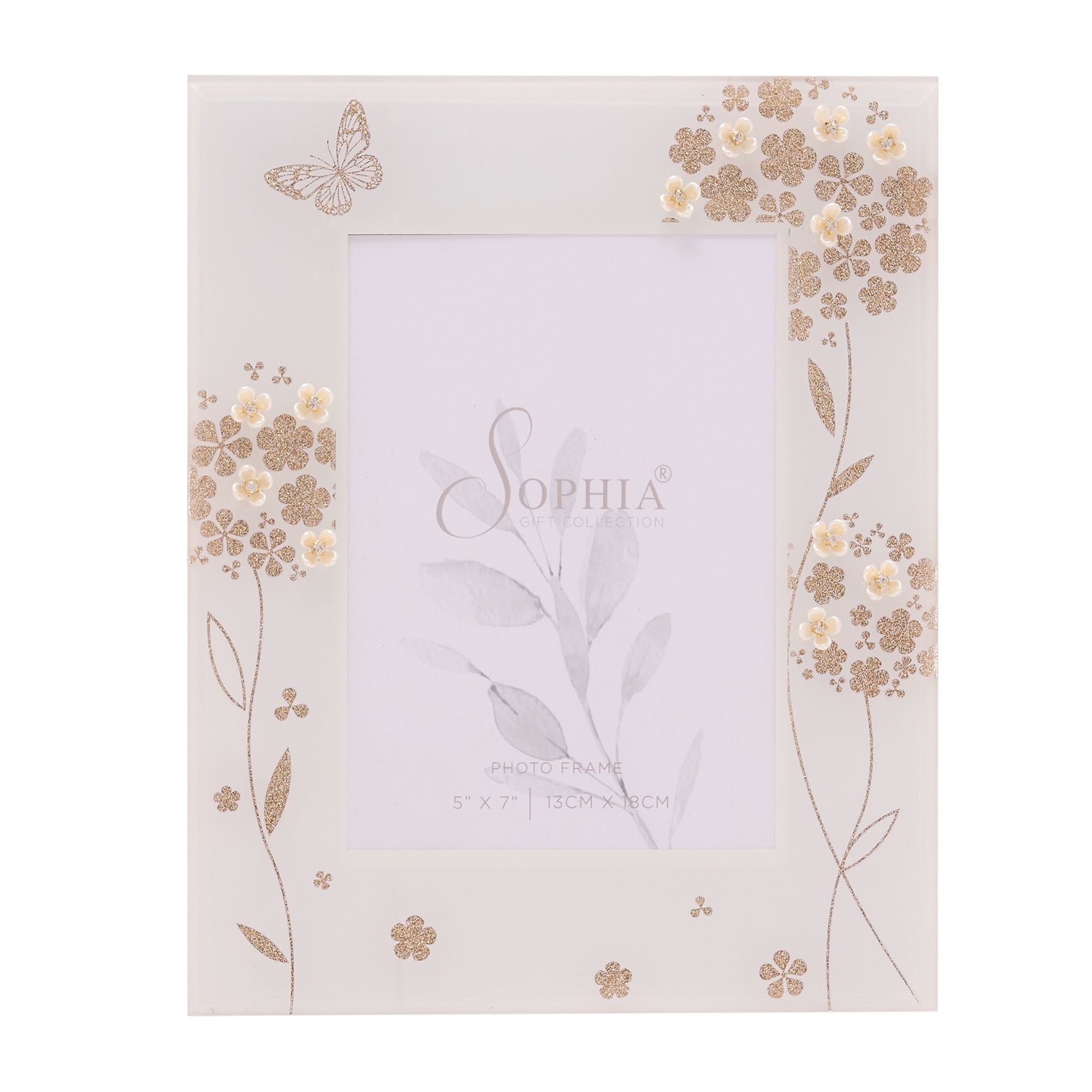 Sophia Glitter Butterfly Photo Frame 5" x 7"