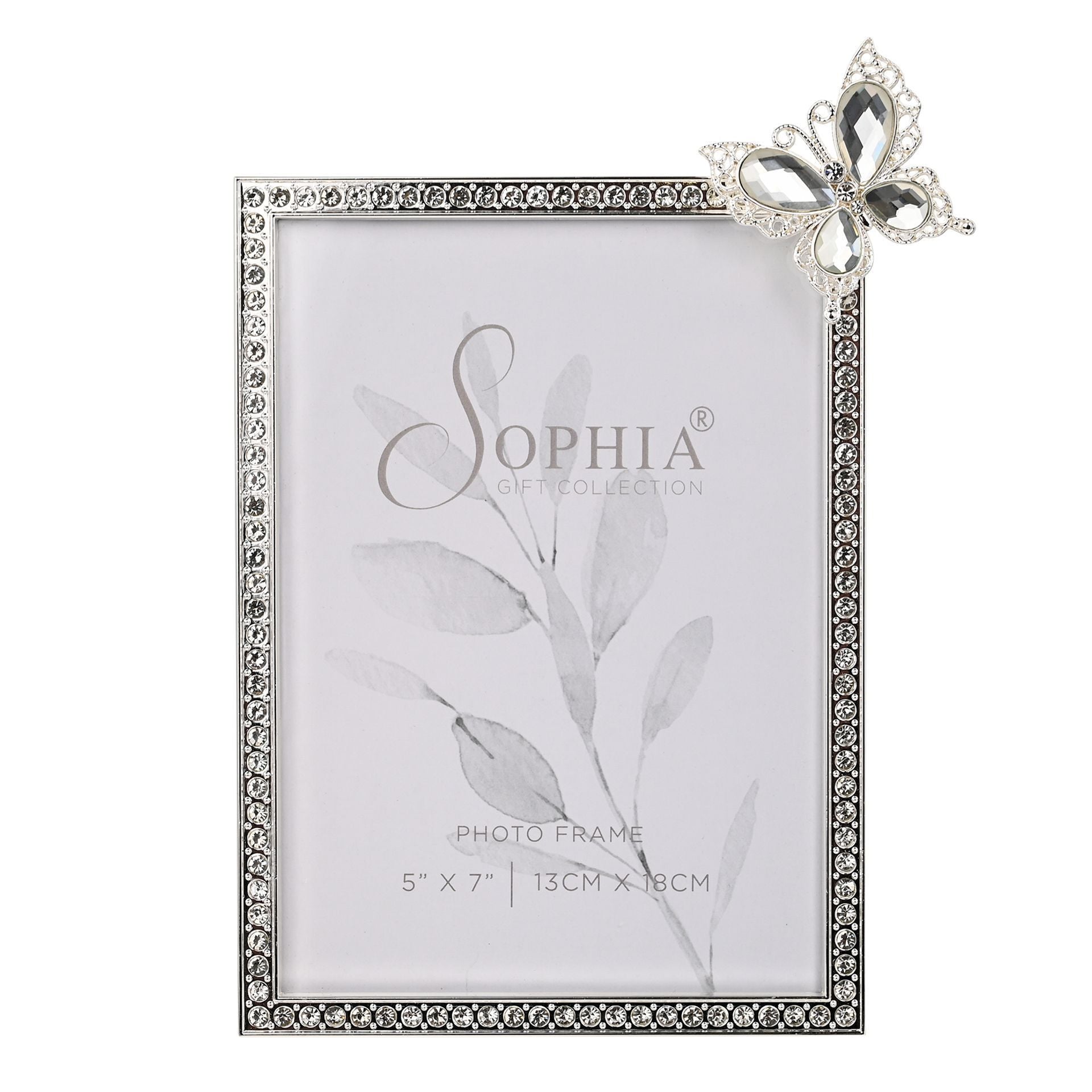 Sophia Crystal Photo Frame with Butterfly 5" x 7"